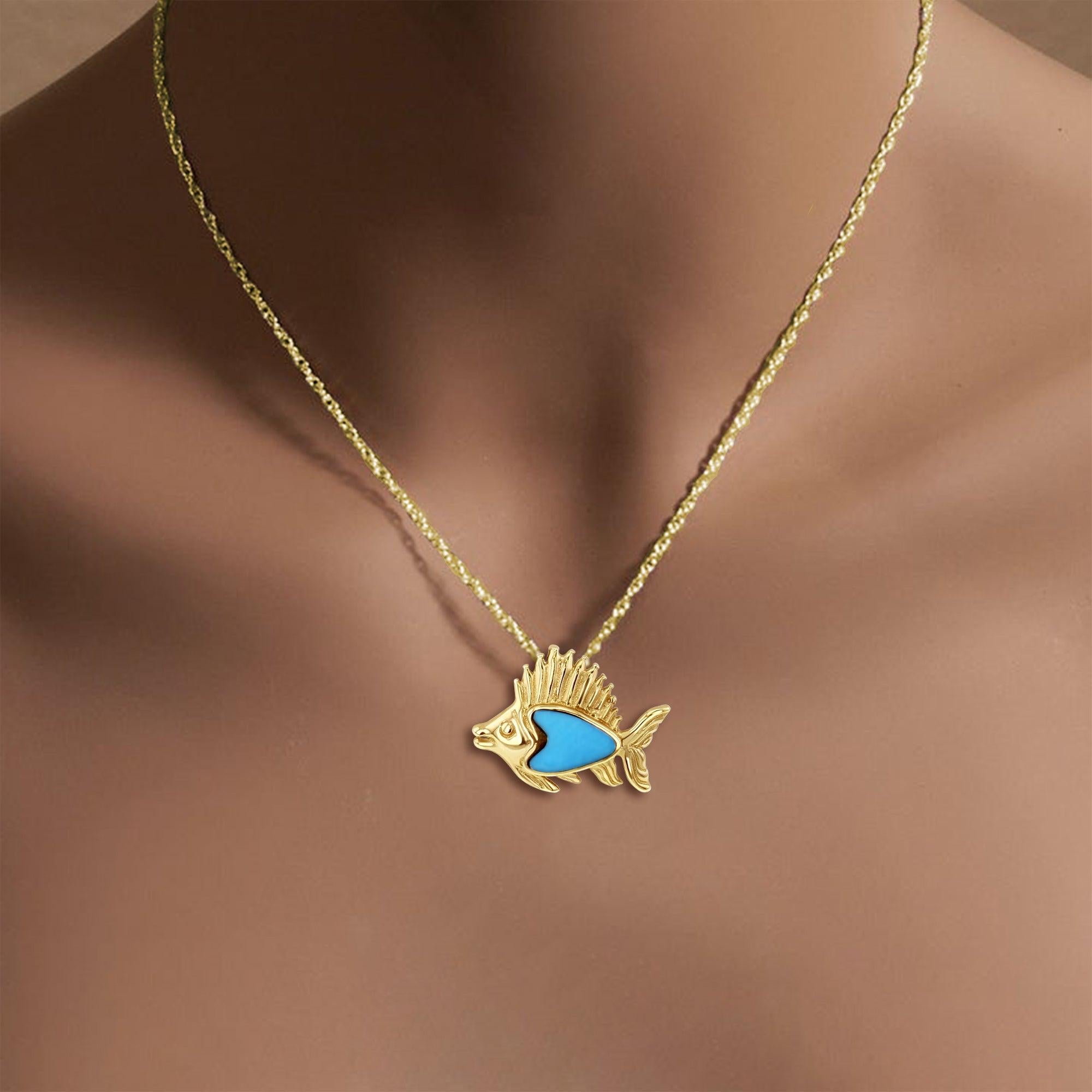 Arrowhead Turquoise Fish Necklace