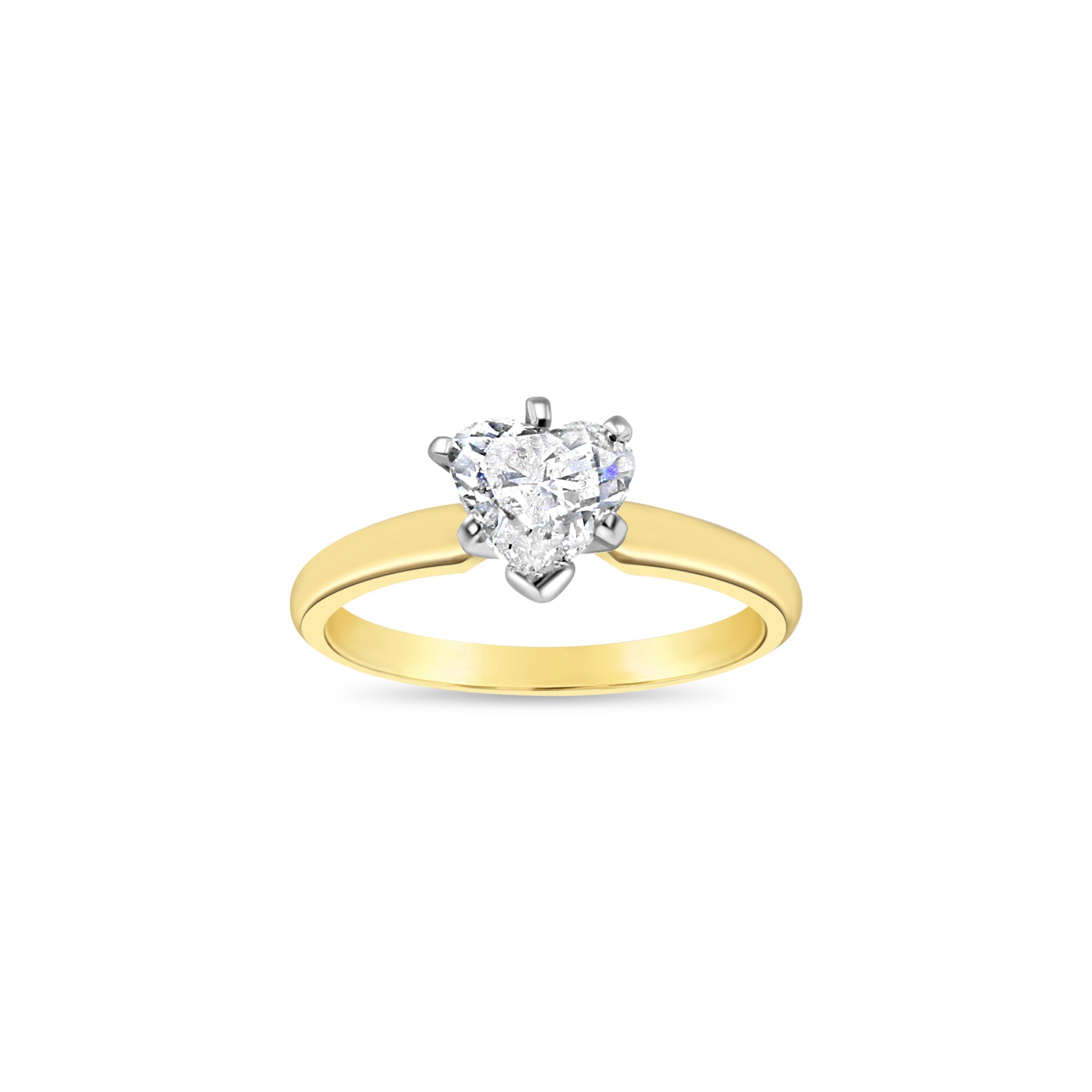 Bague de fiançailles avec diamant solitaire en forme de cœur d'un carat