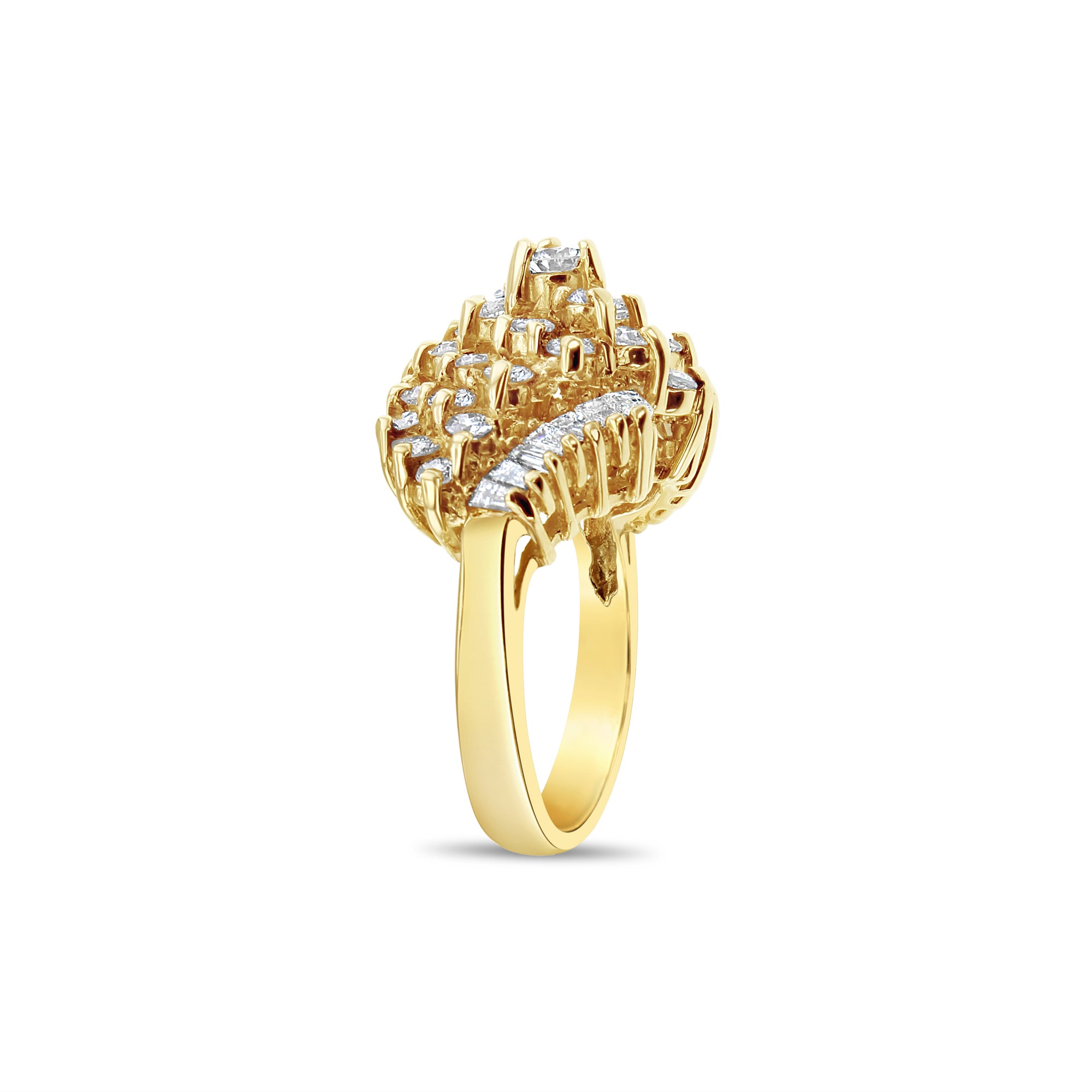 Large Diamond Cluster Engagement Ring 2.50cttw 14k Yellow Gold