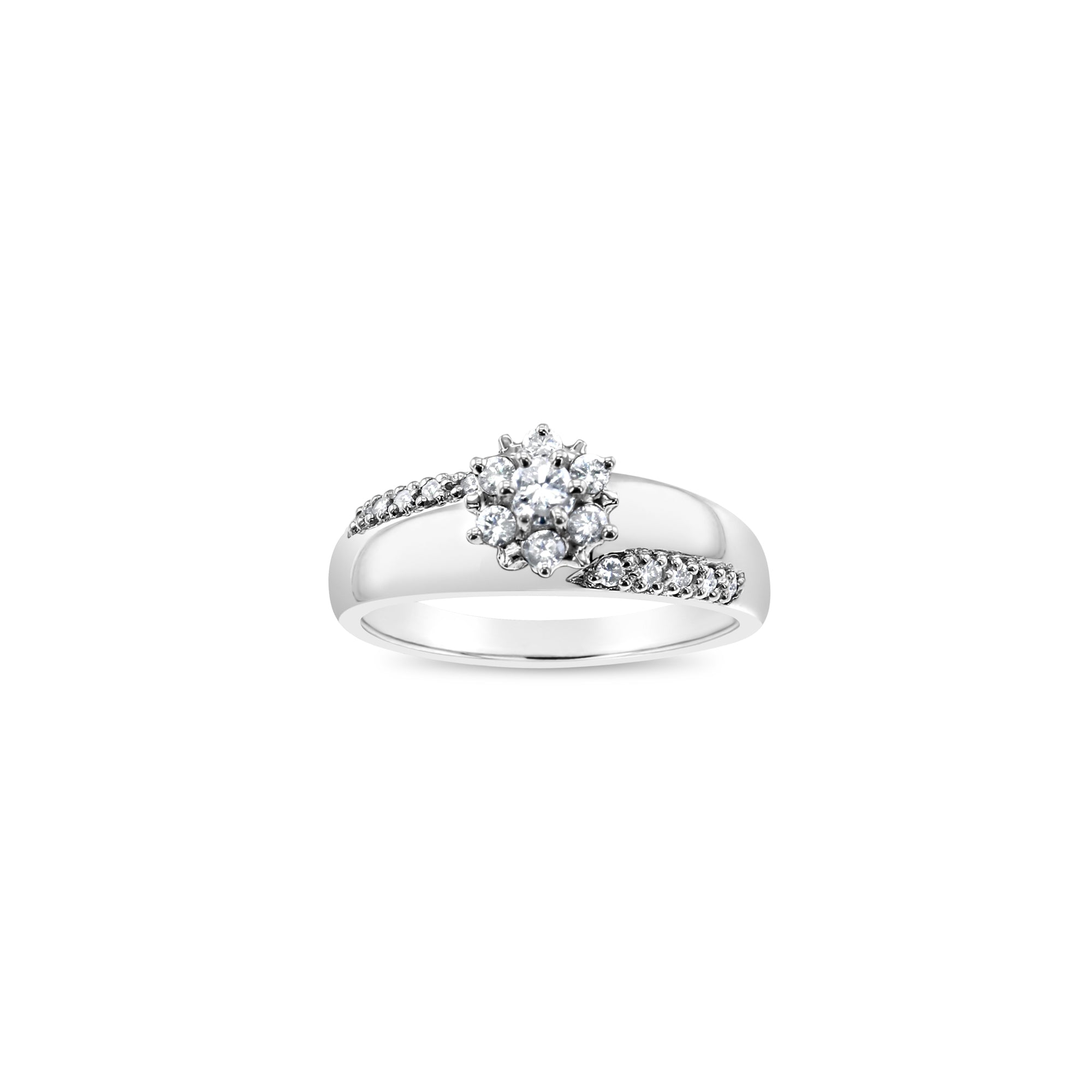 Bague de fiançailles en or blanc 14 carats avec diamant d'un demi-carat