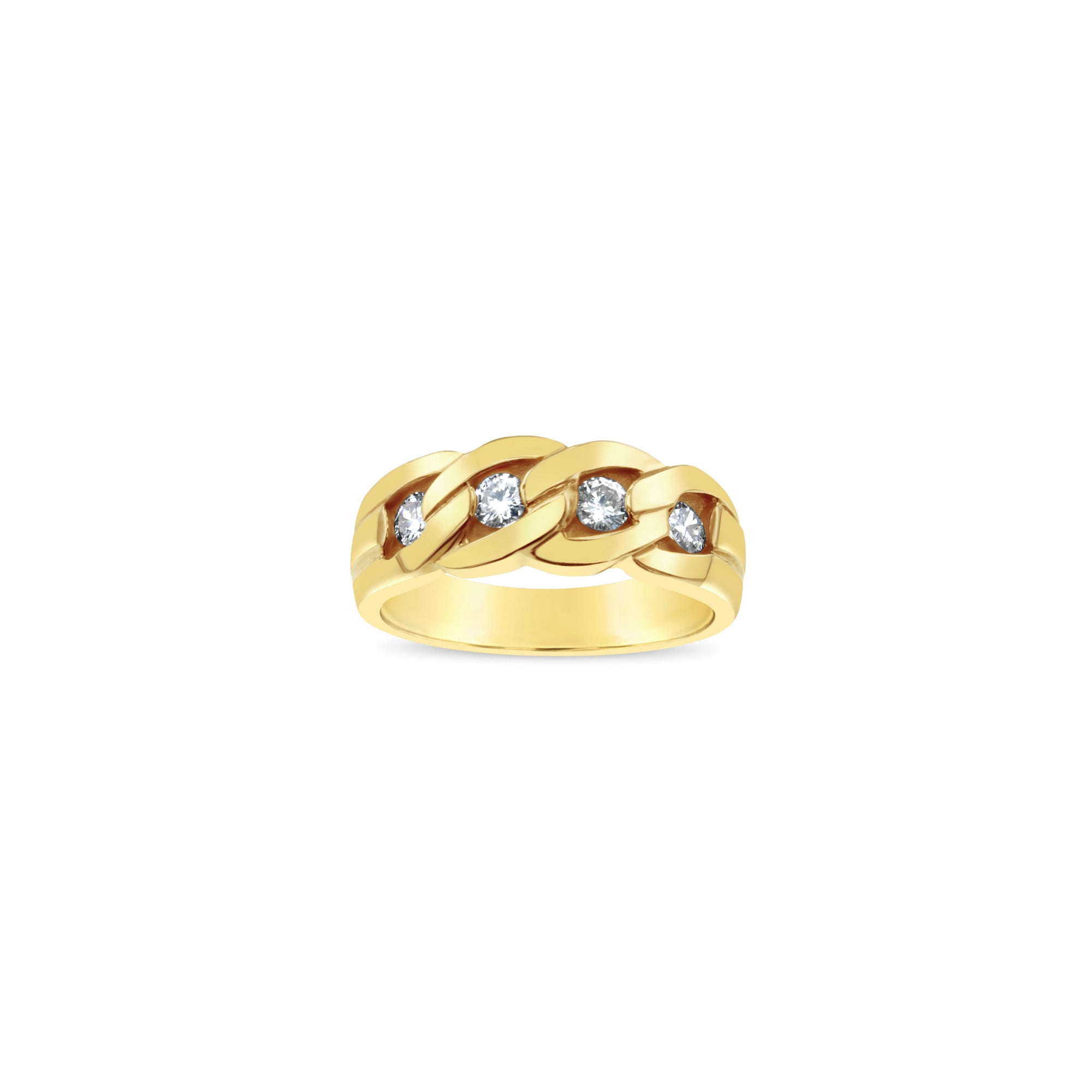 Link Style Diamond Wedding Band .30cttw 14k Yellow Gold