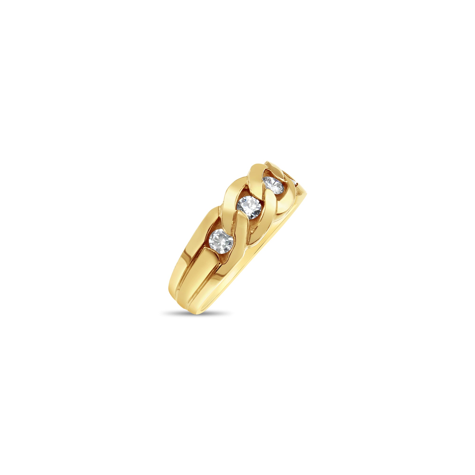 Link Style Diamond Wedding Band .30cttw 14k Yellow Gold