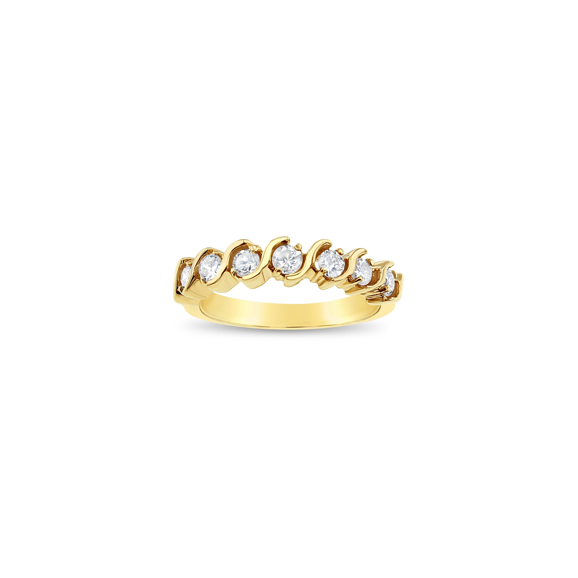 Alianza de boda con diamantes estilo S, 0,60 ct, oro amarillo de 14 k