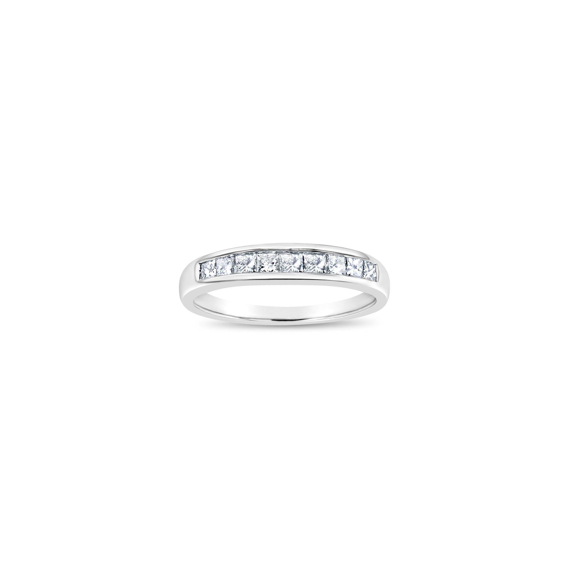 Half Carat Princess Cut Diamond Platinum Band