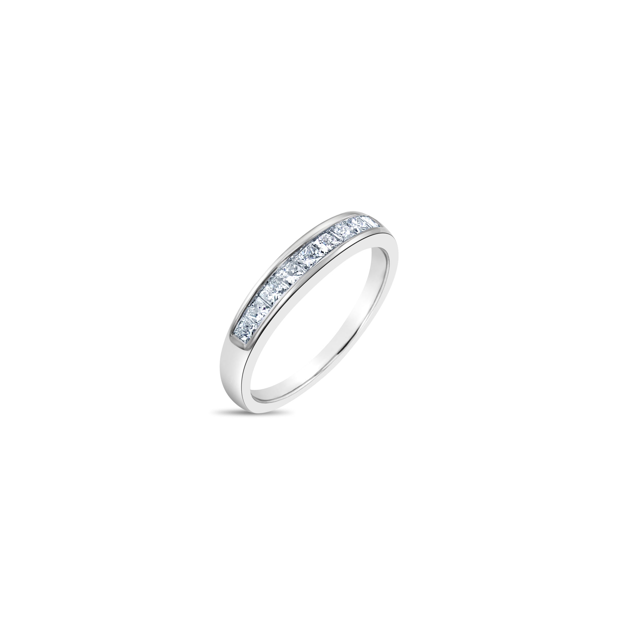 Half Carat Princess Cut Diamond Platinum Band