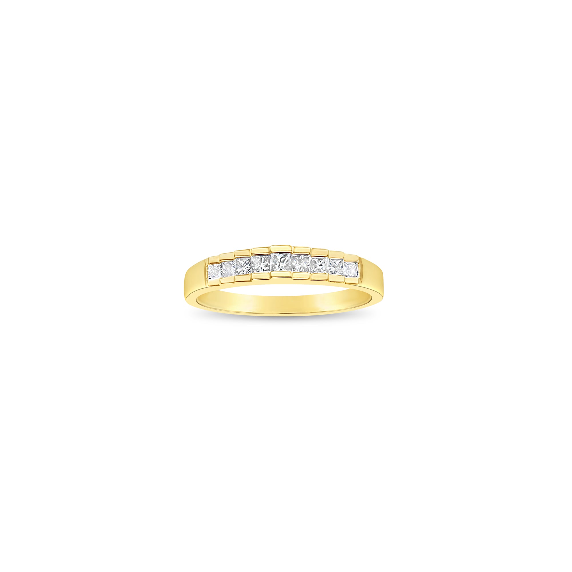 One Third Carat Step Up Style Princess Cut Wedding Band