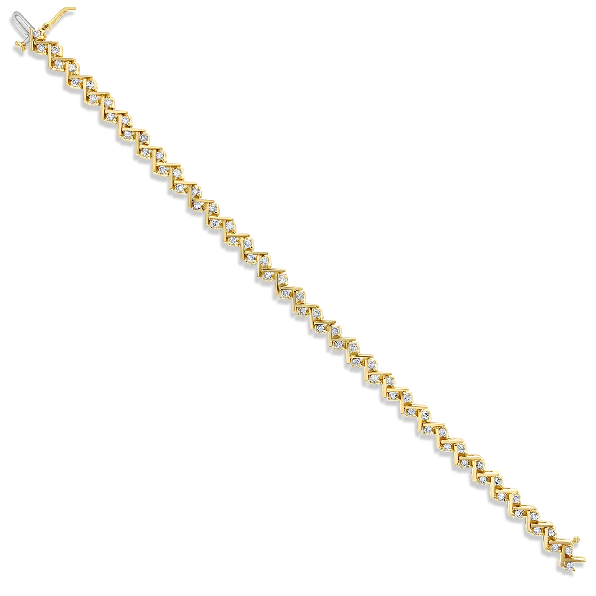 Two by Two Diagonal Design Diamond Tennis Bracelet