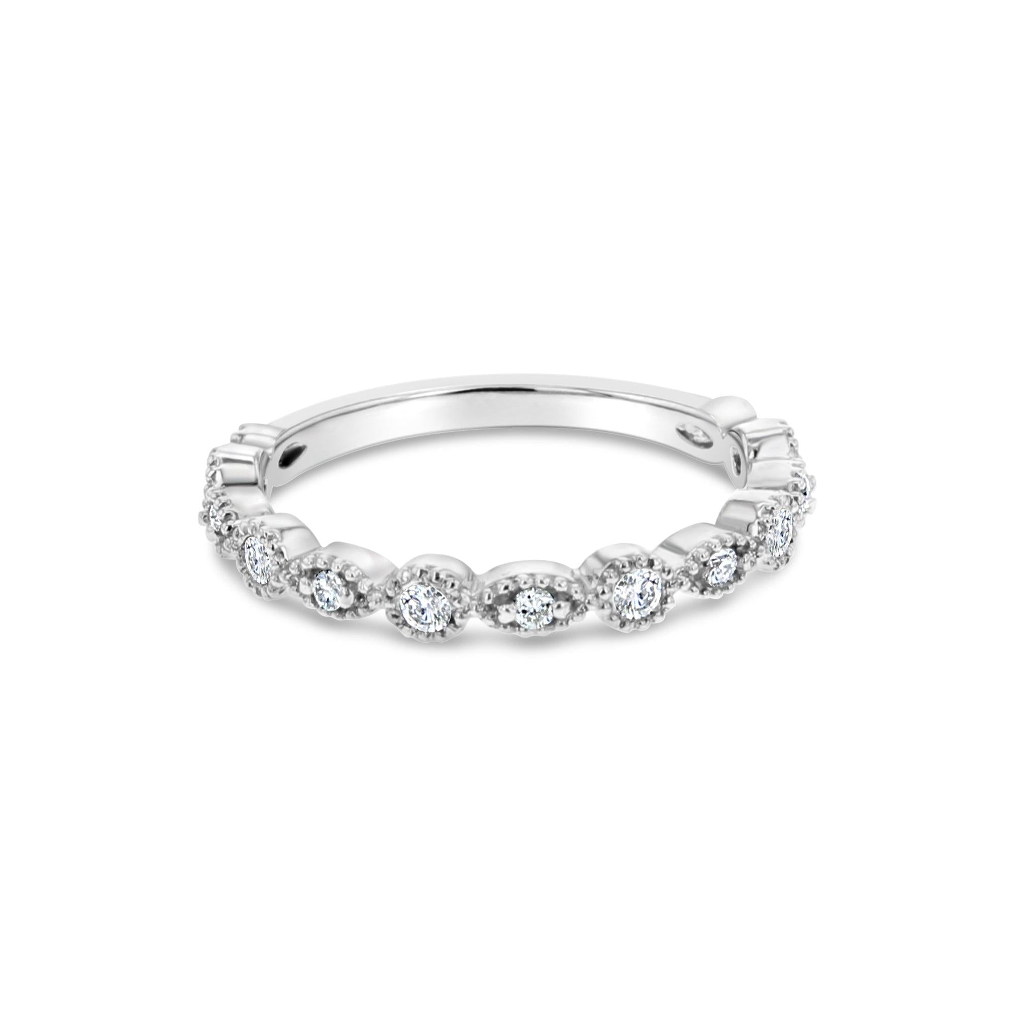 Bead Set Diamond Stackable Band .30cttw 14k White Gold