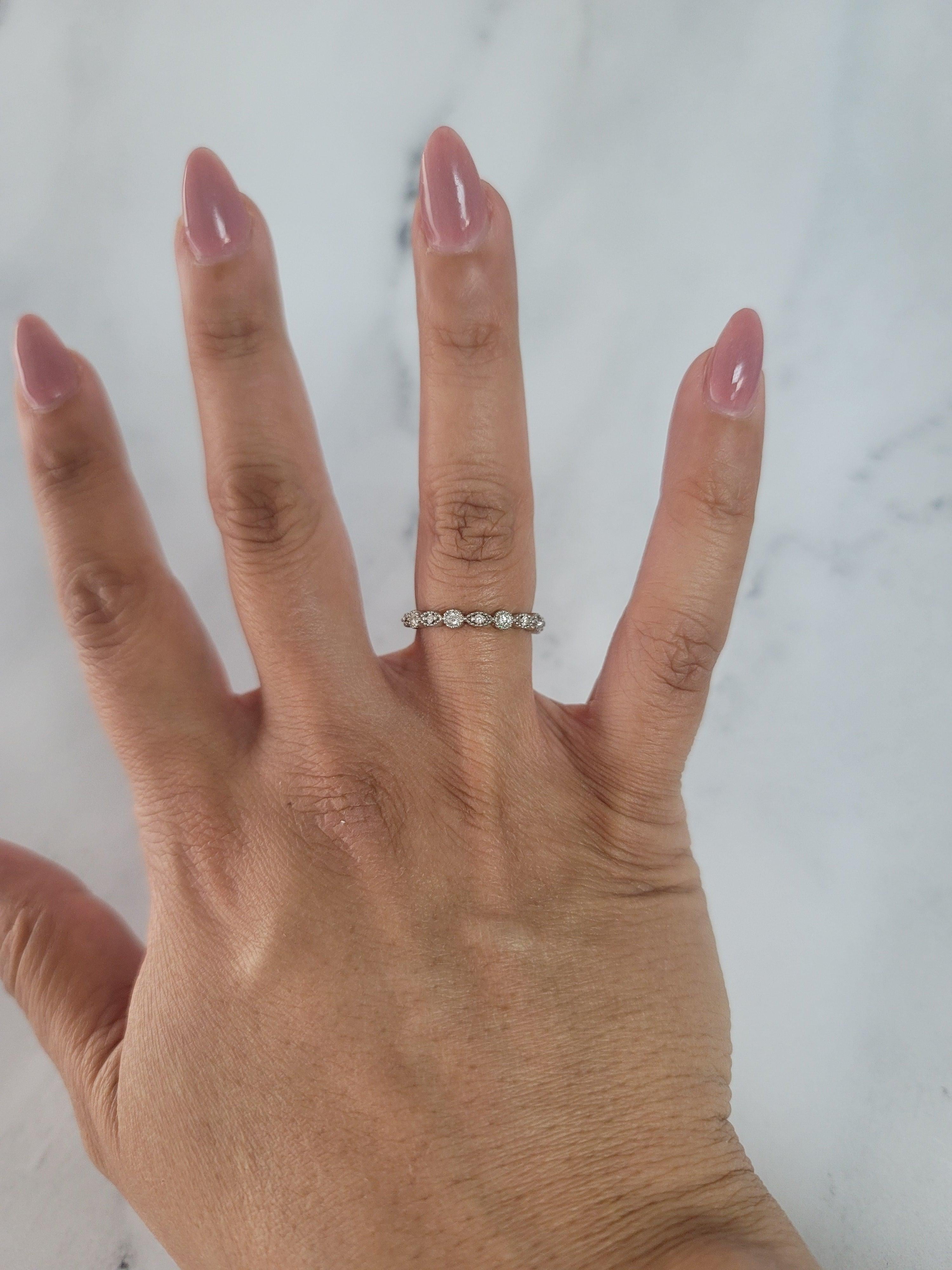 Bead Set Diamond Stackable Band .30cttw 14k White Gold