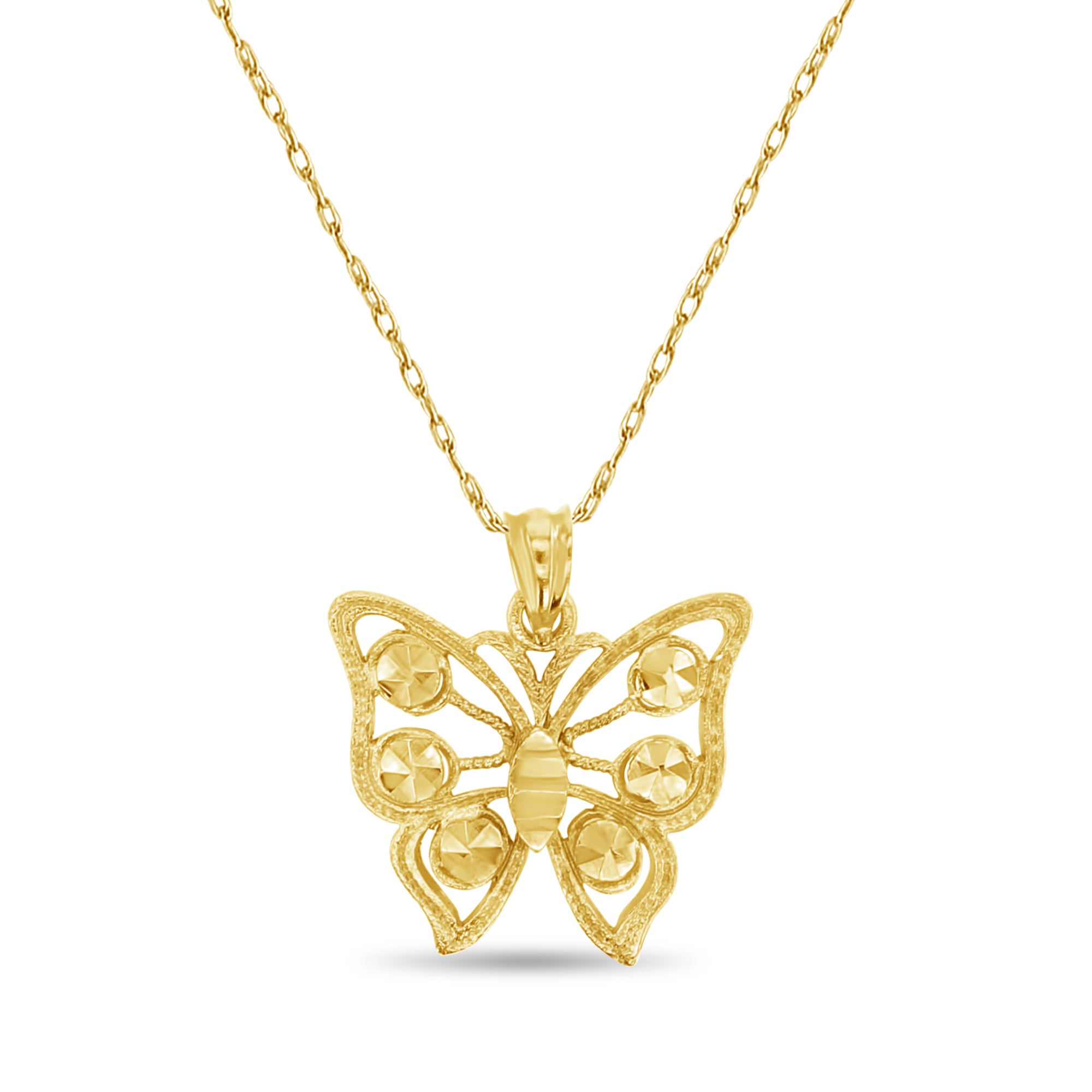 Collier papillon avec motif ornemental et coupes diamant