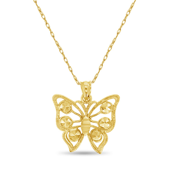 Butterfly Necklace with Ornate Design & Diamond Cuts