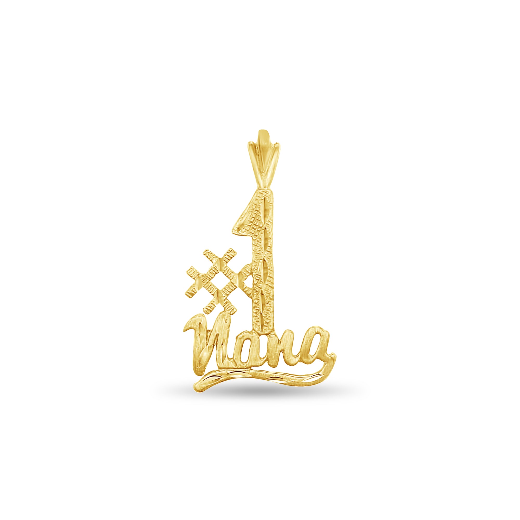 #1 Nana Charm/Pendant with Diamond Cuts 14k Yellow Gold