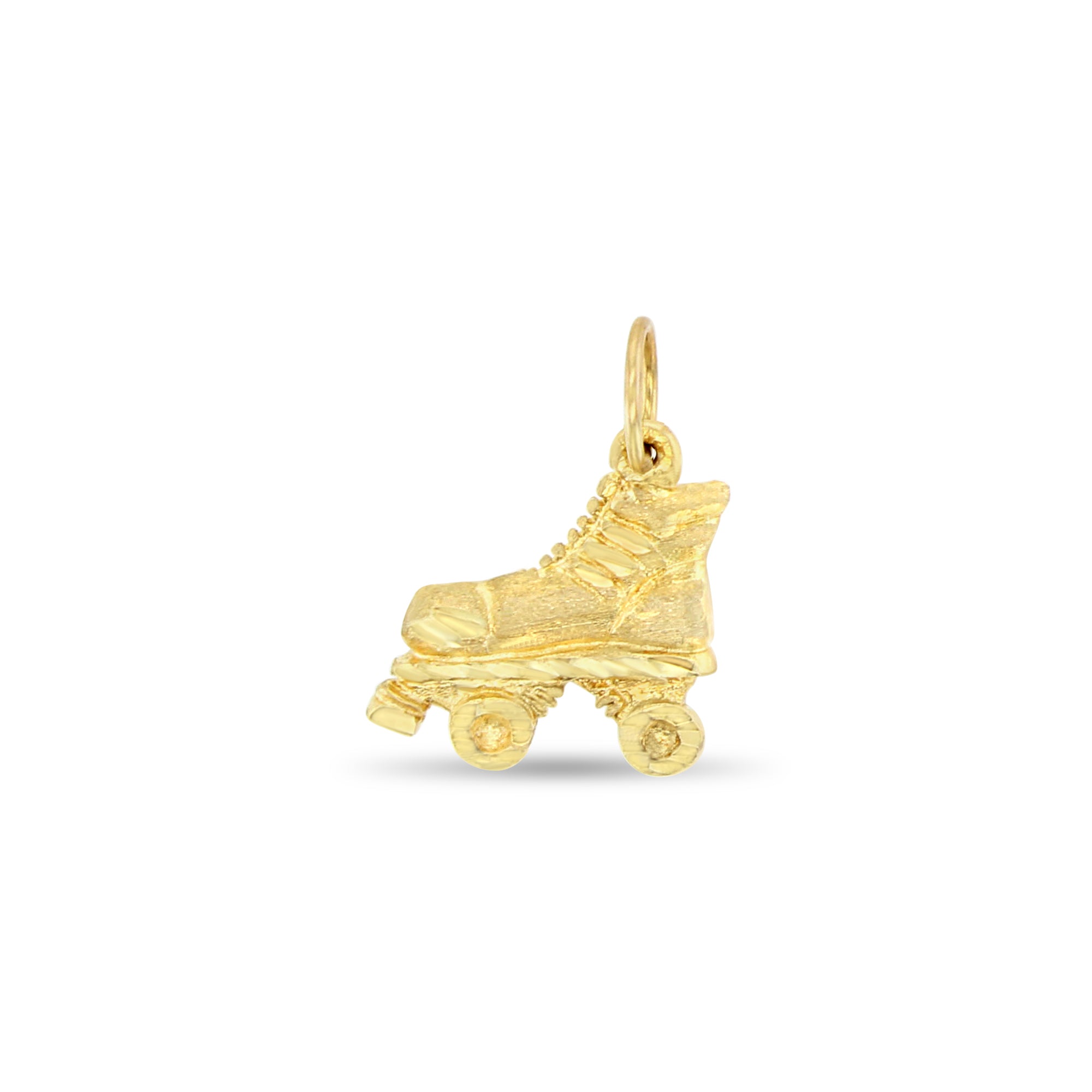 Rollerblade Charm with Diamond Cuts 14k Yellow Gold