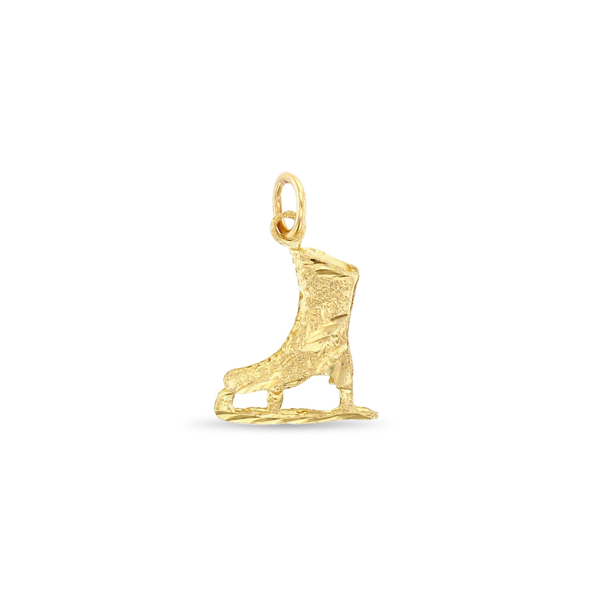 Ice Skates Charm with Brushed Finish & Diamond Cuts