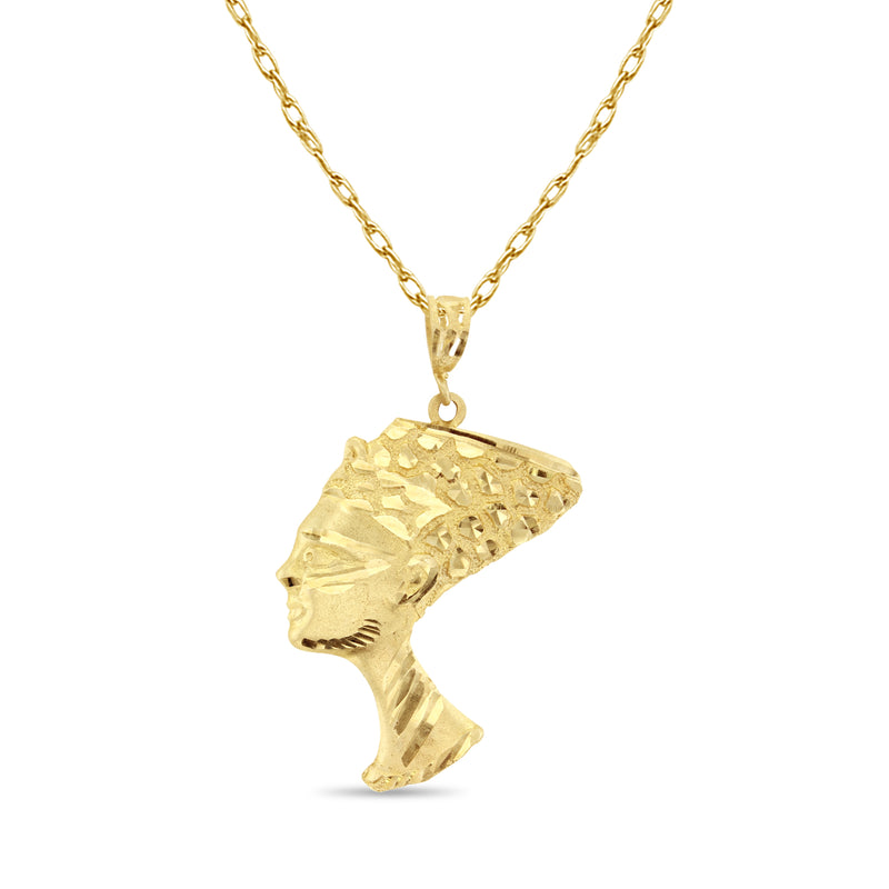 Nefertiti Egyptian Queen Necklace 10K Yellow Gold