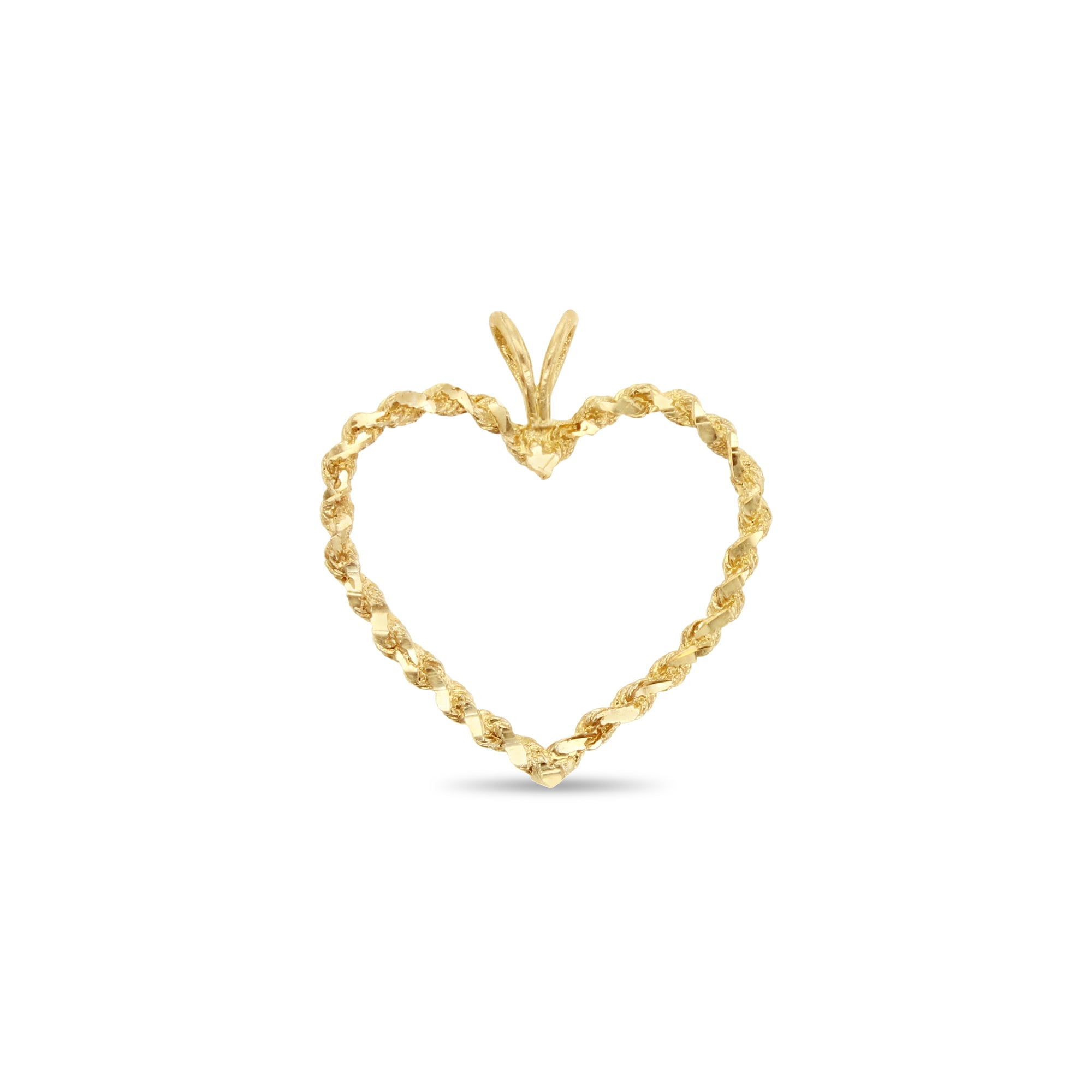 Colgante de cuerda en forma de corazón en oro amarillo de 10 quilates