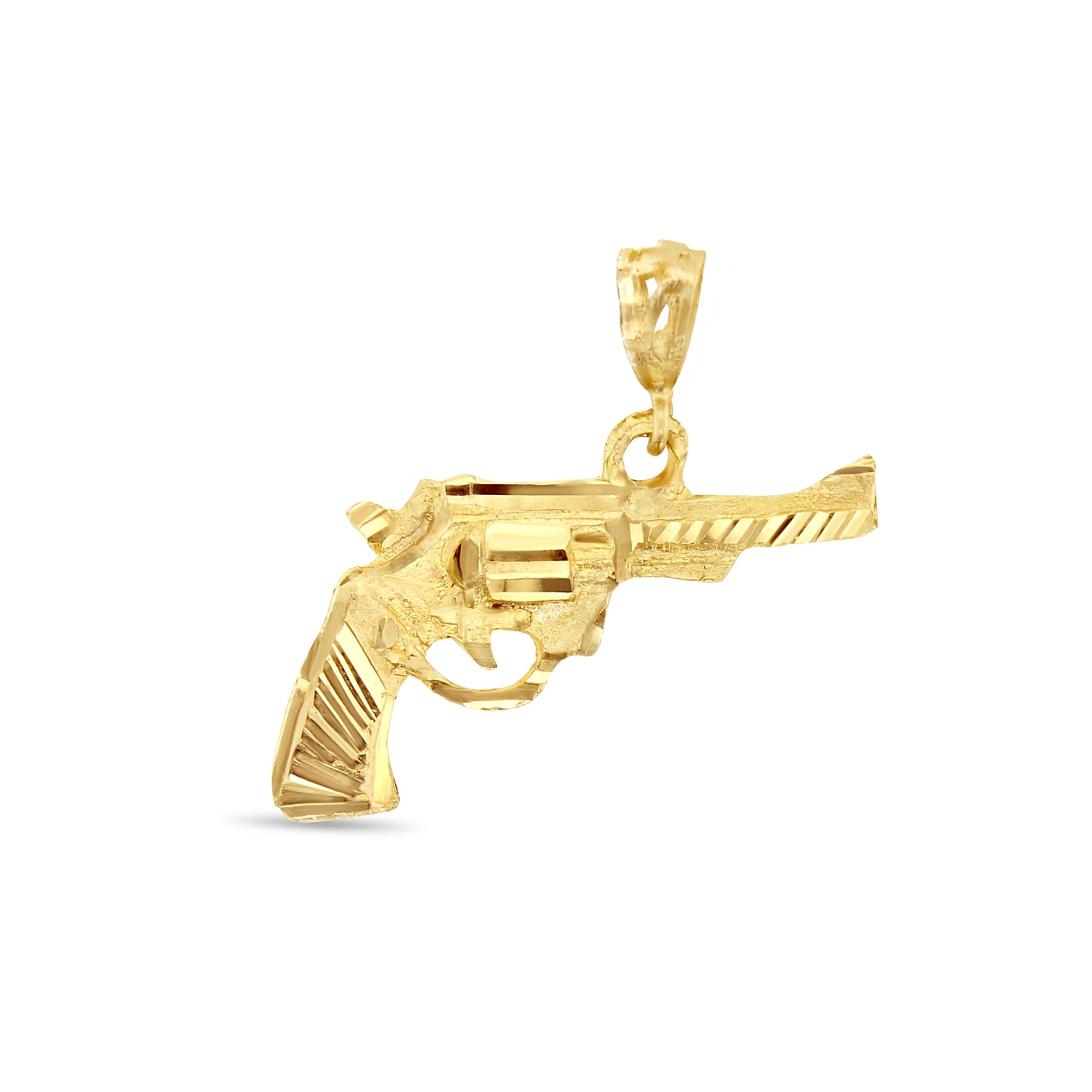 Revolver Charm with Diamond Cuts 10k Yellow Gold