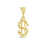 Money Dollar Sign with Diamond Cuts  10k Yellow Gold
