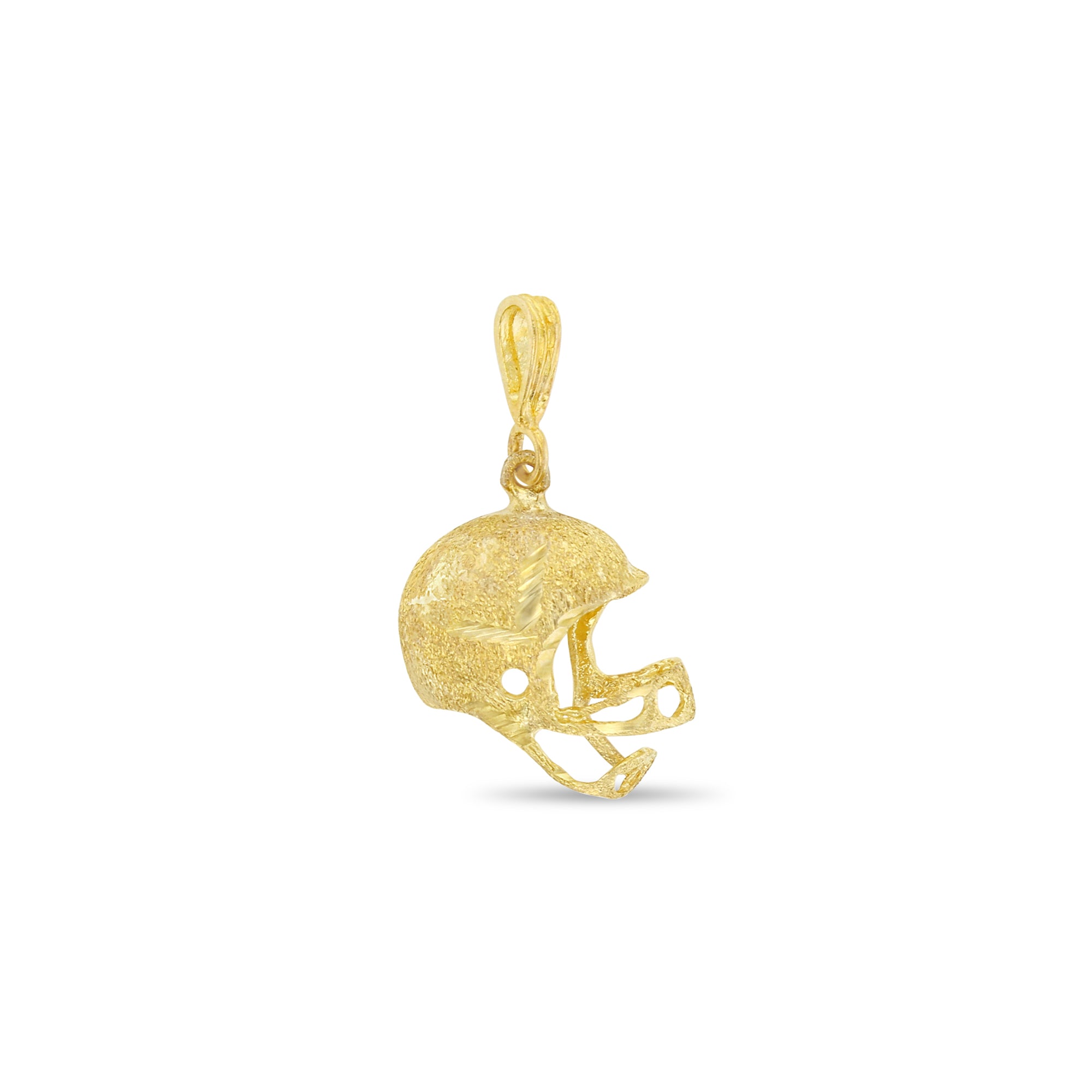 Football Helmet with Brushed Satin & Diamond Cuts 14k Yellow Gold