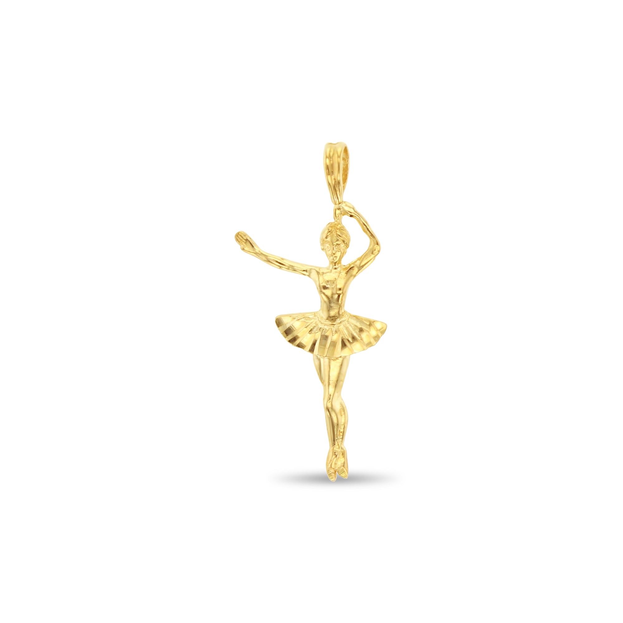 Ballerina Charm/Pendant with Diamond Cuts 14k Yellow Gold