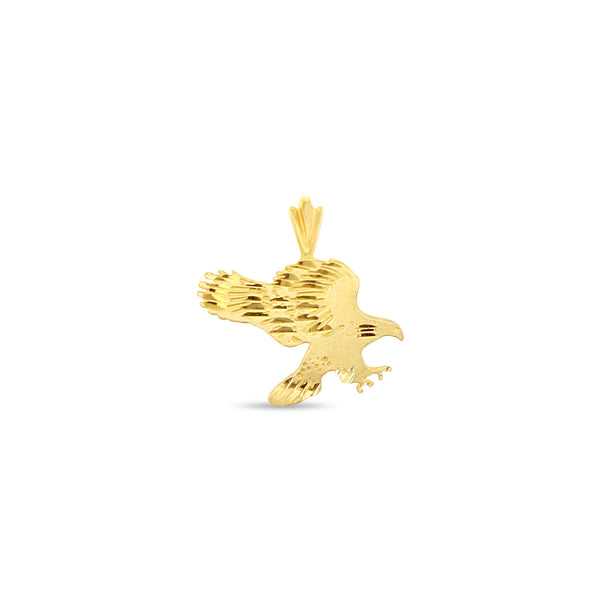 Flying Eagle with Diamond Cuts and Matte Satin Finish 14k Yellow Gold