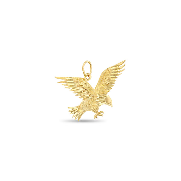 Flying Eagle with Diamond Cuts 14k Yellow Gold Charm