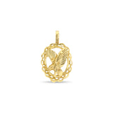 Eagle with Diamond Cuts in Oval Frame 14k Yellow Gold Charm