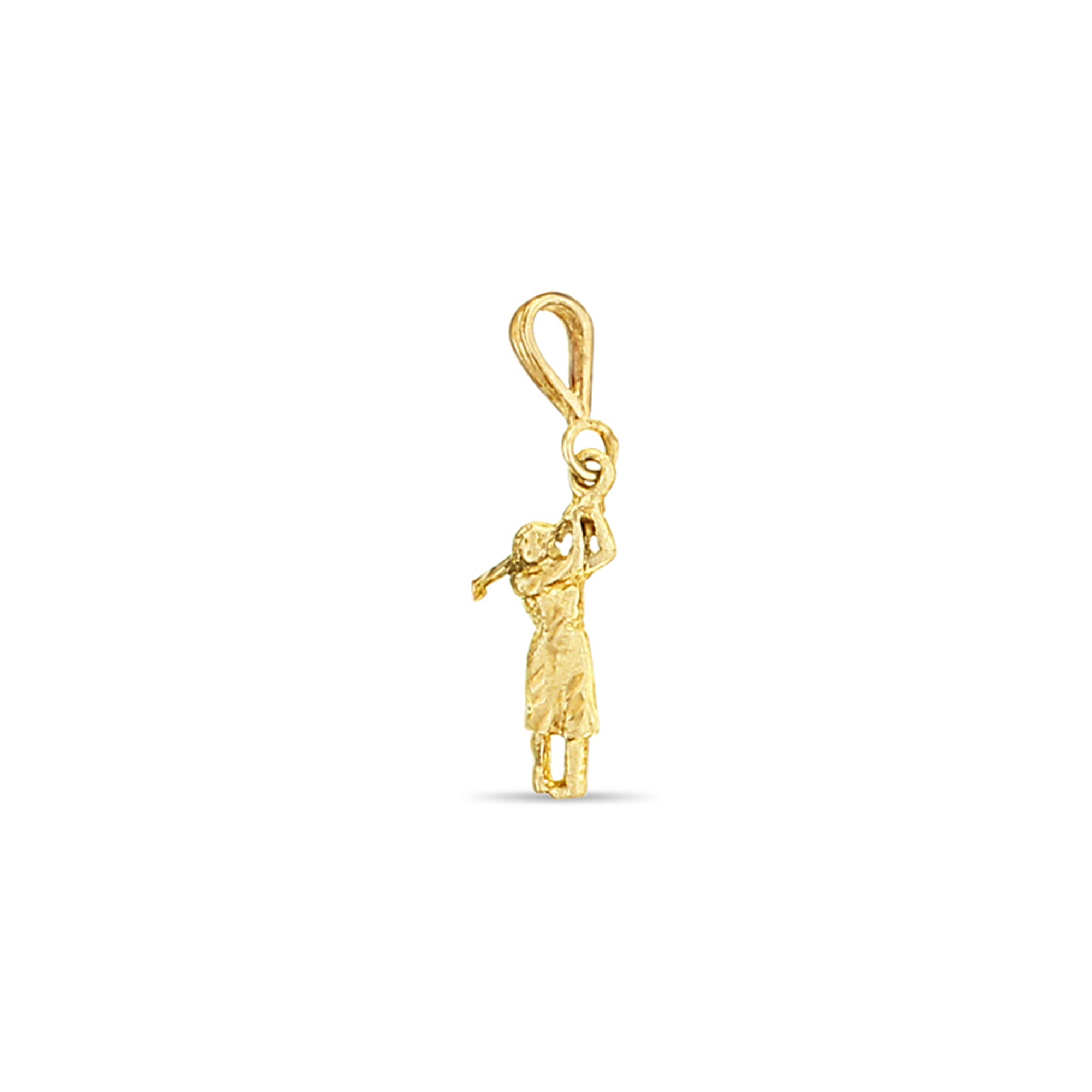 Female Golfer with Diamond Cuts 14k Yellow Gold