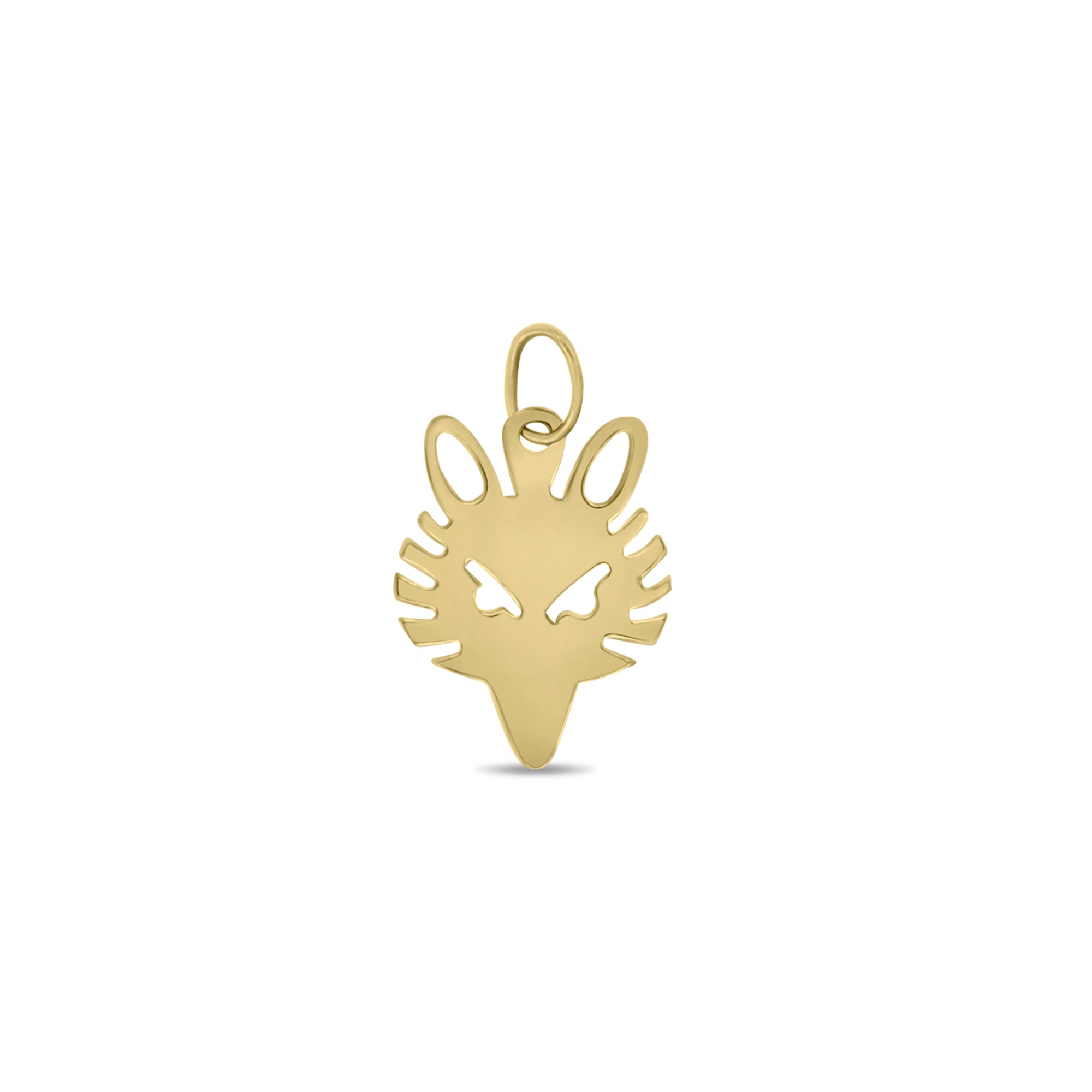 Flat Fox Head Polished 14k Gold Charm