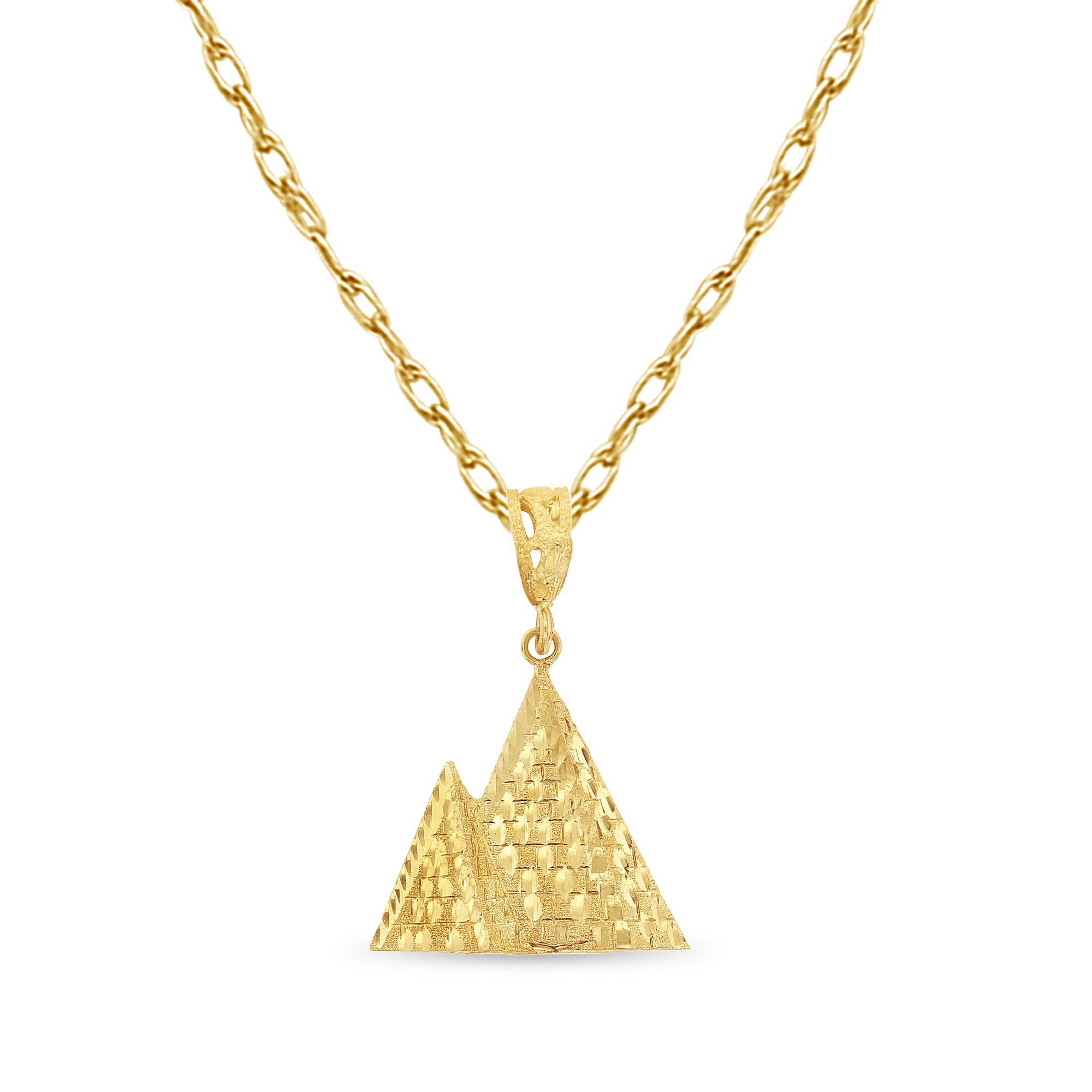 Pyramid with Diamond Cuts 10K Yellow Gold