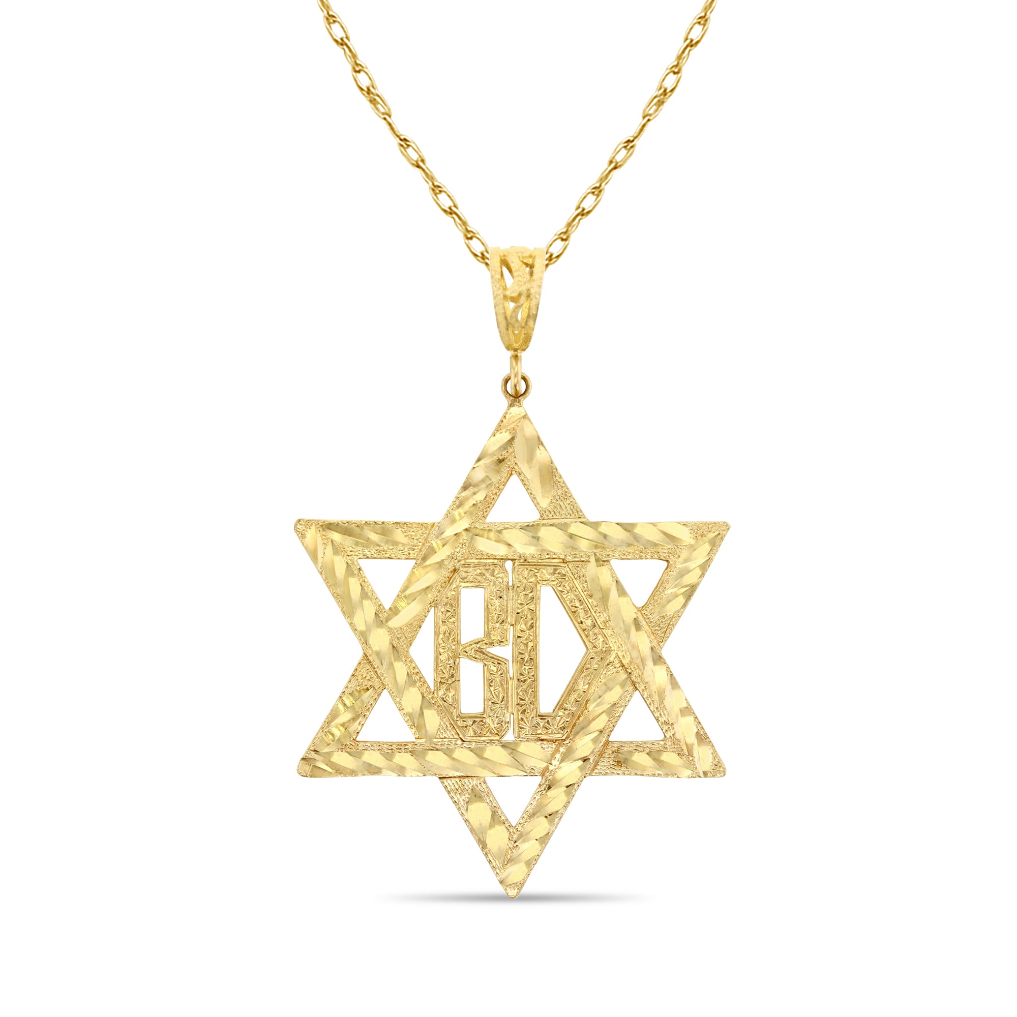 Jewish Star with Diamond Cuts 10K Yellow Gold