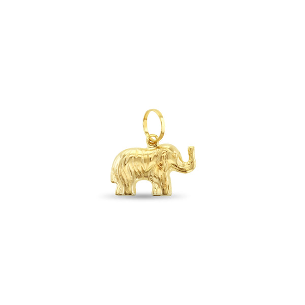 Textured Elephant Charm 14k Yellow Gold