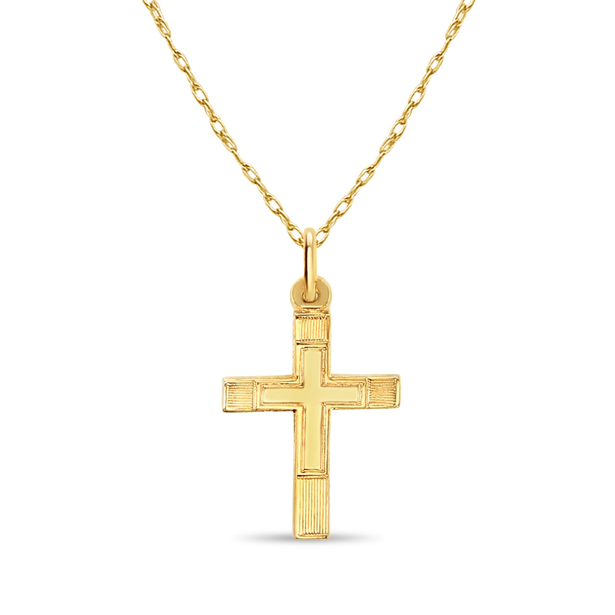 Motif de petite croix en or dans une croix en or jaune 14 carats