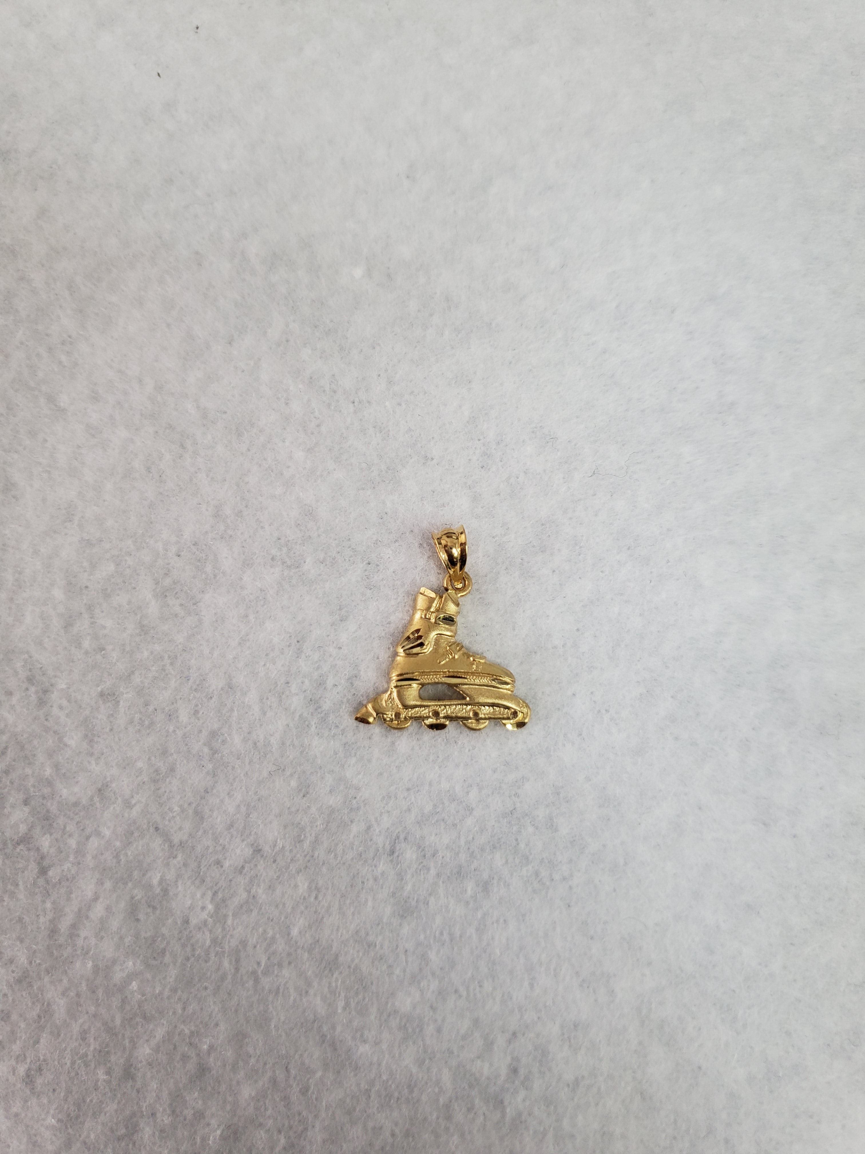 Rollerblades with Diamond Cuts Charm/Pendant 14k Yellow Gold