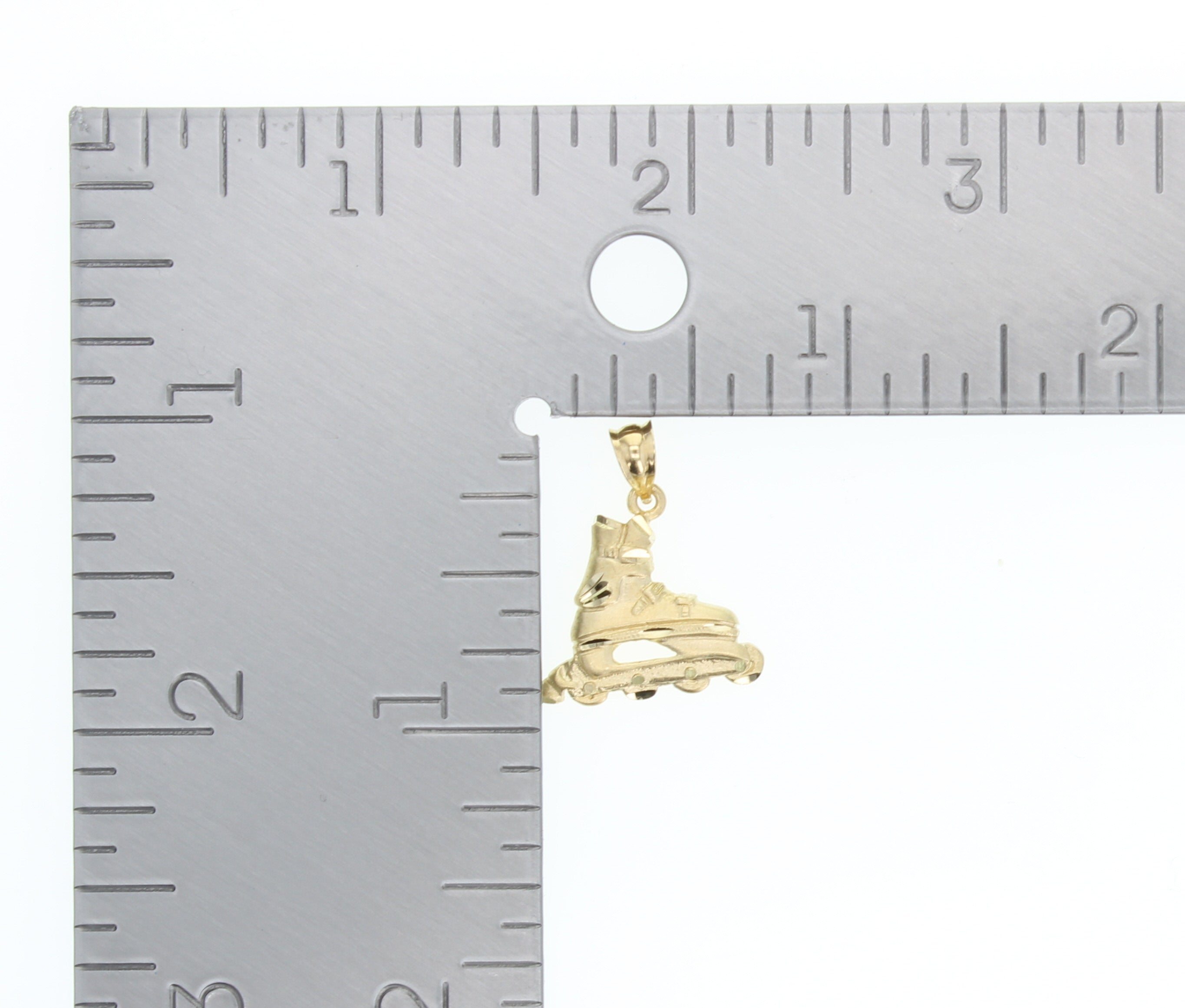 Rollerblades with Diamond Cuts Charm/Pendant 14k Yellow Gold