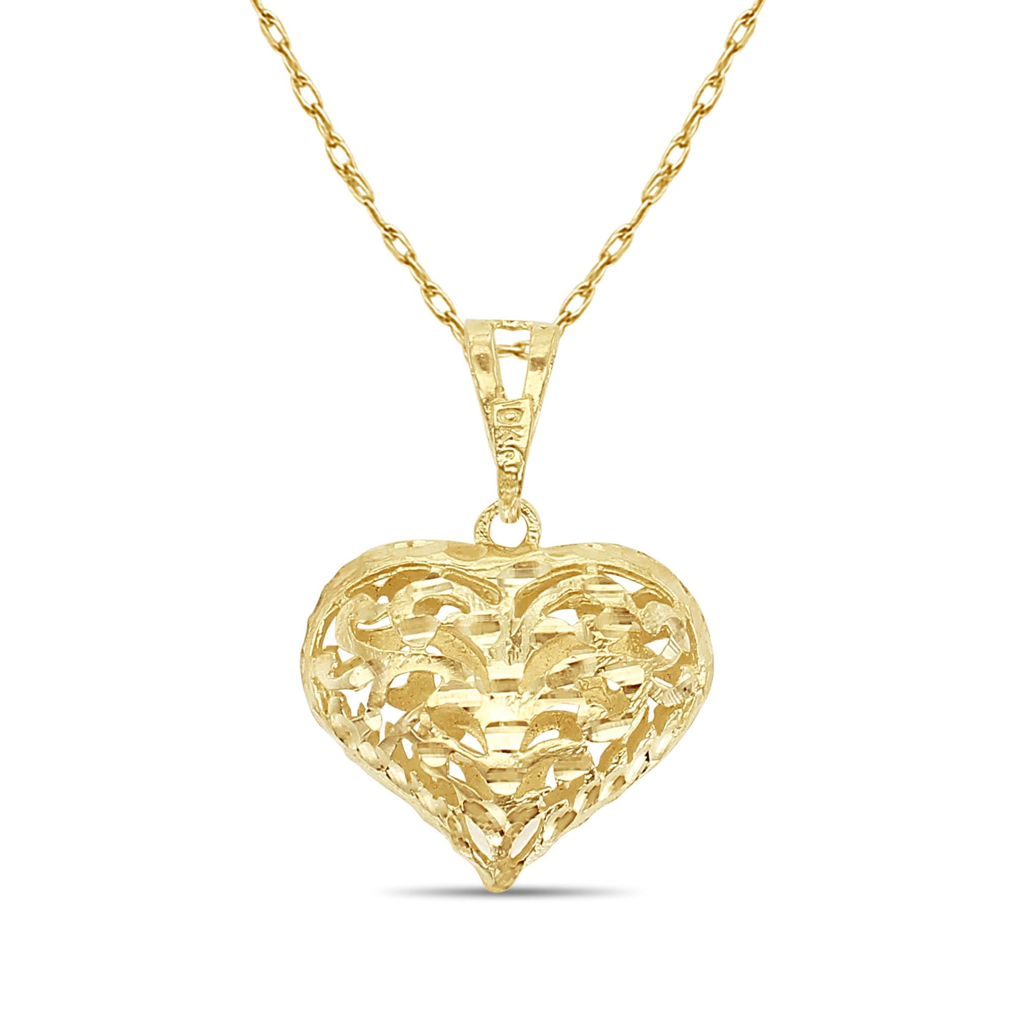 Large Bubble Gold Heart 10k Yellow Gold