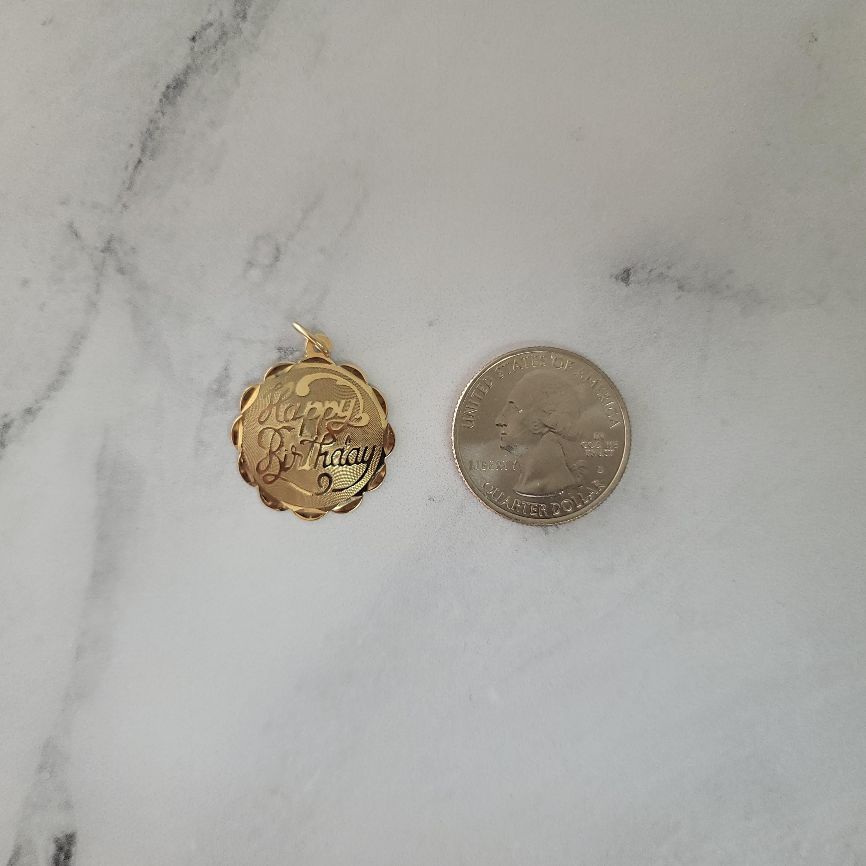 Happy Birthday Charm 14k Yellow Gold