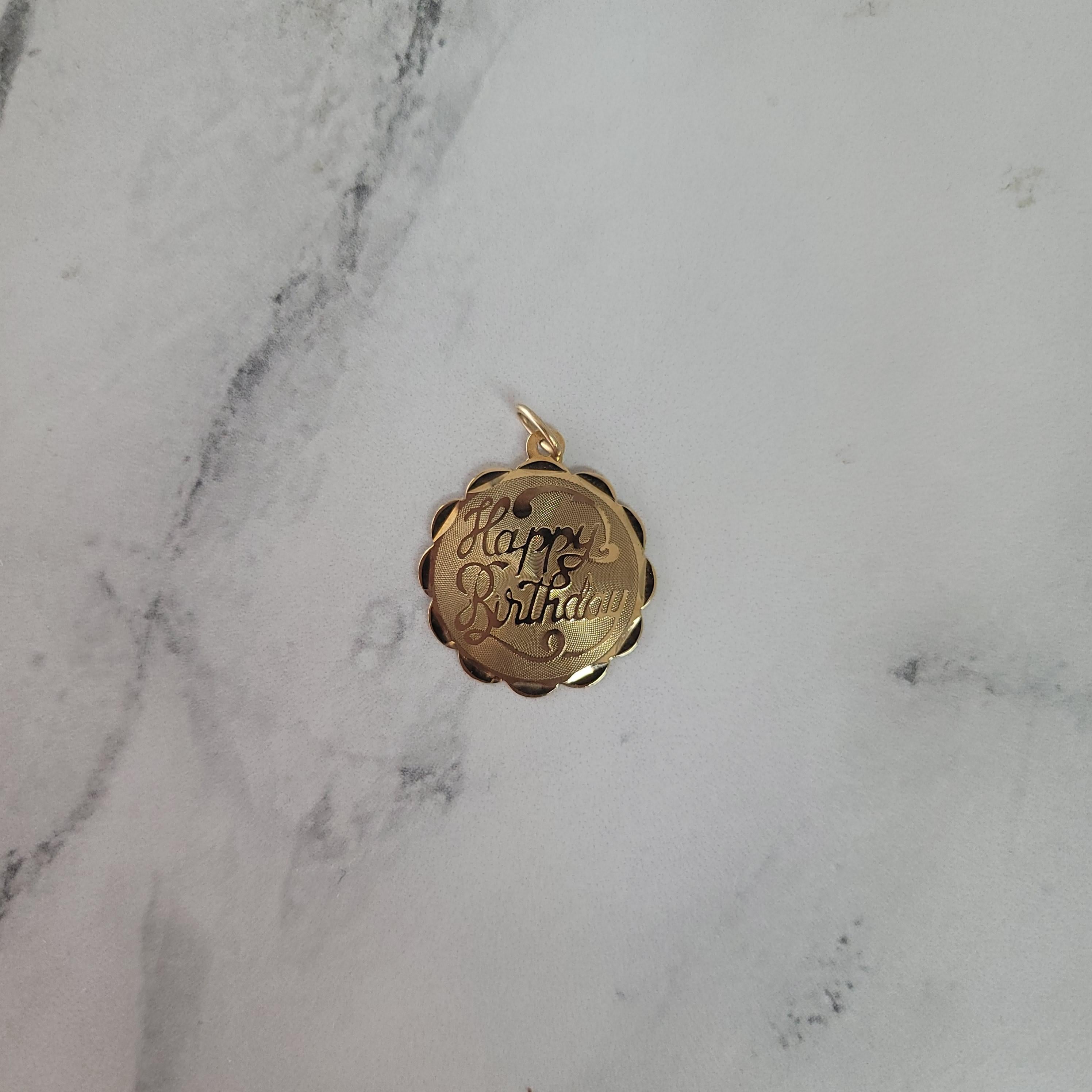 Happy Birthday Charm 14k Yellow Gold