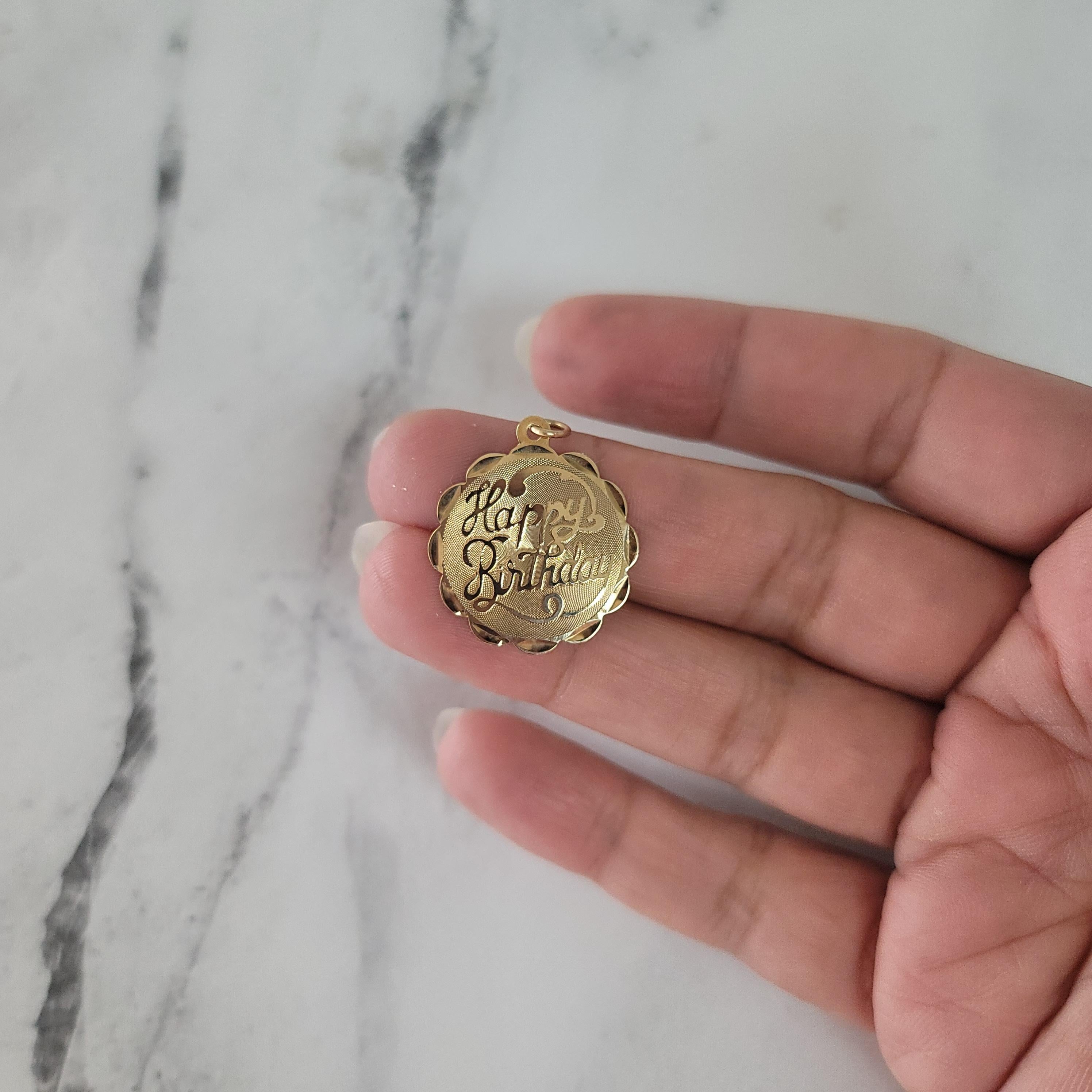 Happy Birthday Charm 14k Yellow Gold