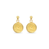 1/20OZ Panda Gold Coin Drop Earrings with Diamond Cut Bezel