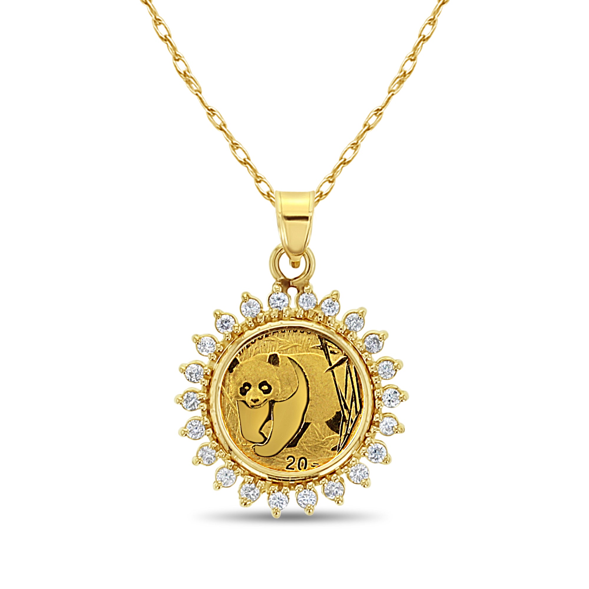 1/20oz Panda Coin Diamond Halo Necklace