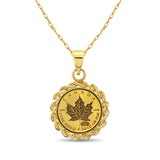 1/4OZ Queen Elizabeth Canadian Maple Leaf Necklace with Rope Bezel