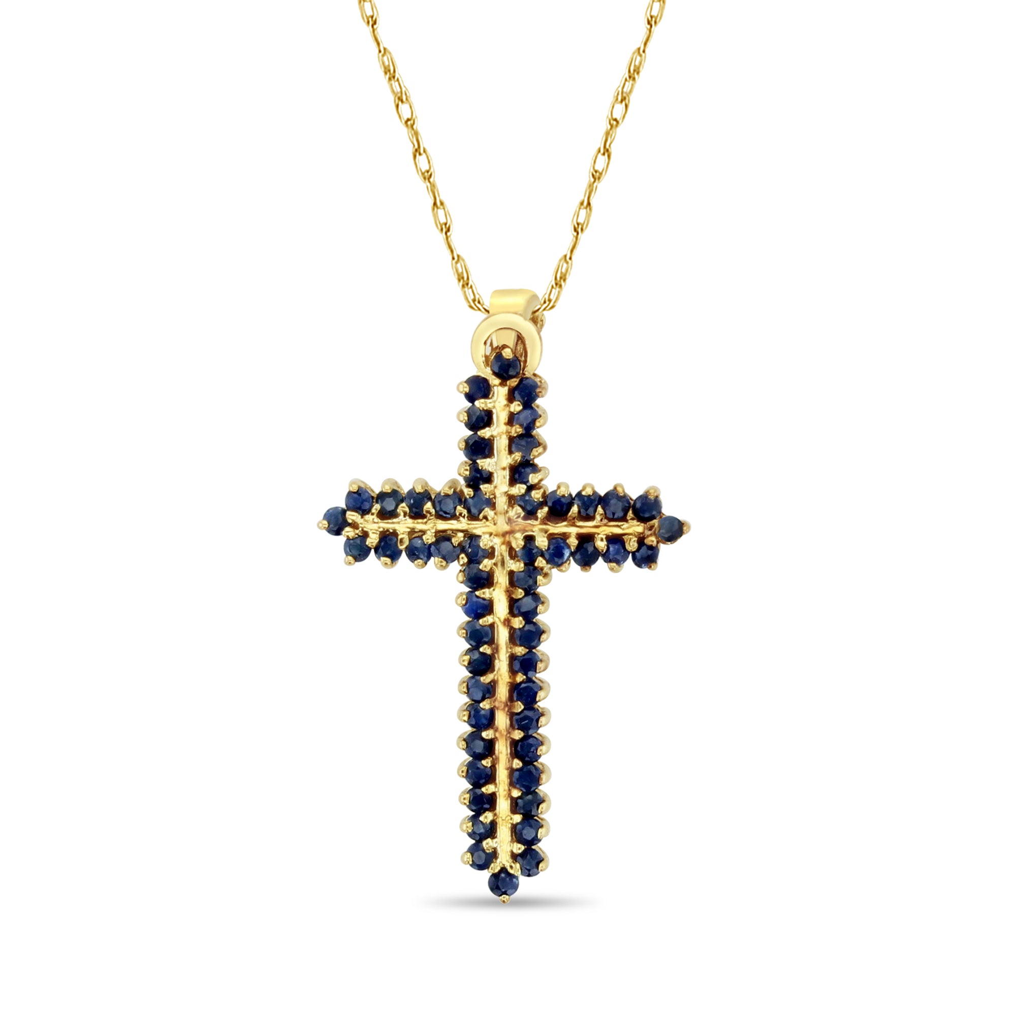 Natural Sapphire Yellow Gold Cross