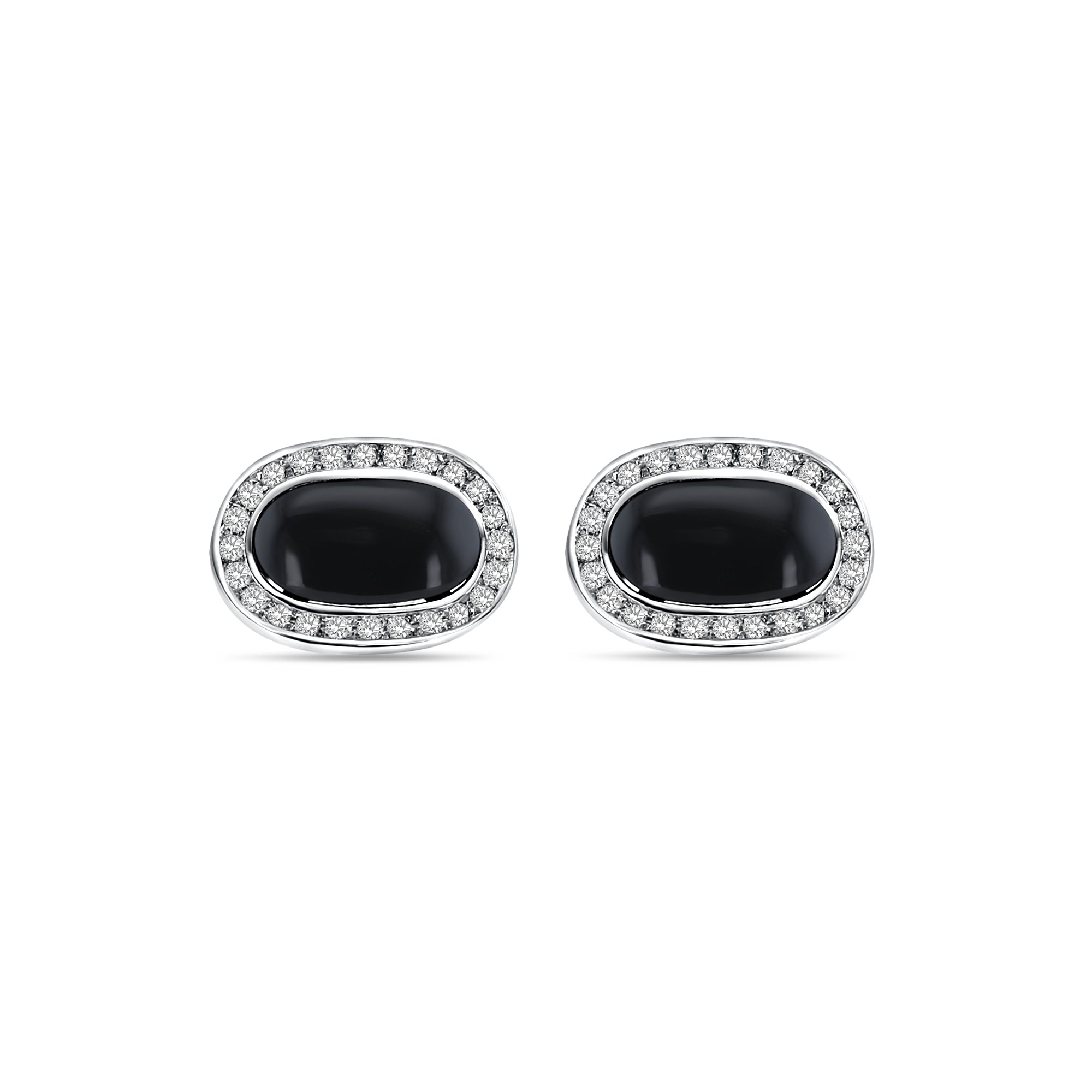 Boutons de manchette vintage en diamant et onyx