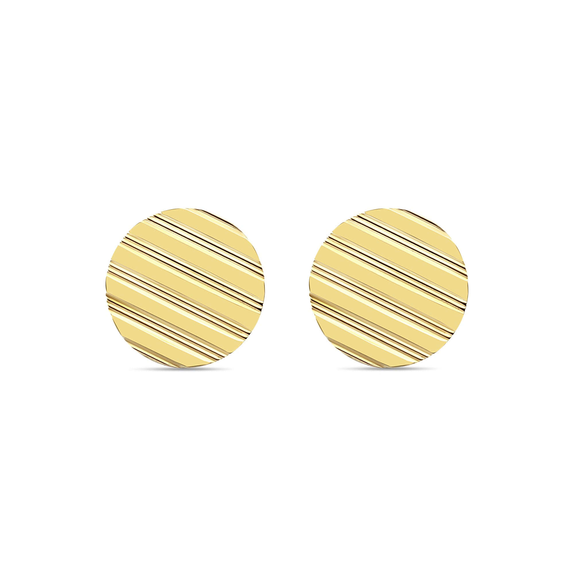 Cuff Links with Line Design 14k Yellow Gold