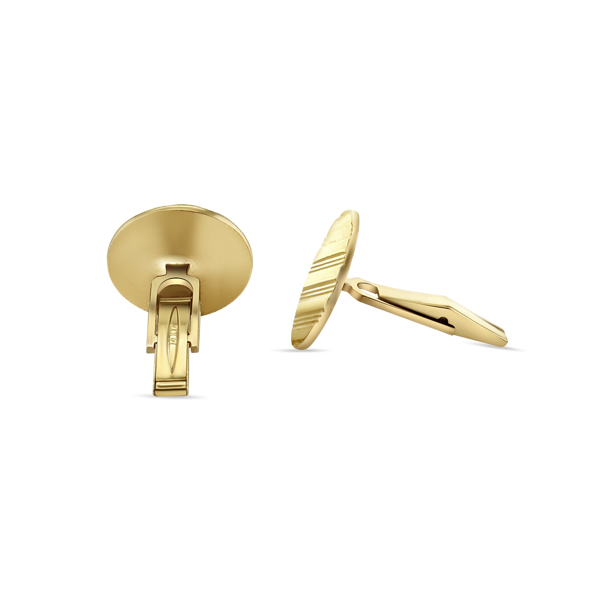 Cuff Links with Line Design 14k Yellow Gold