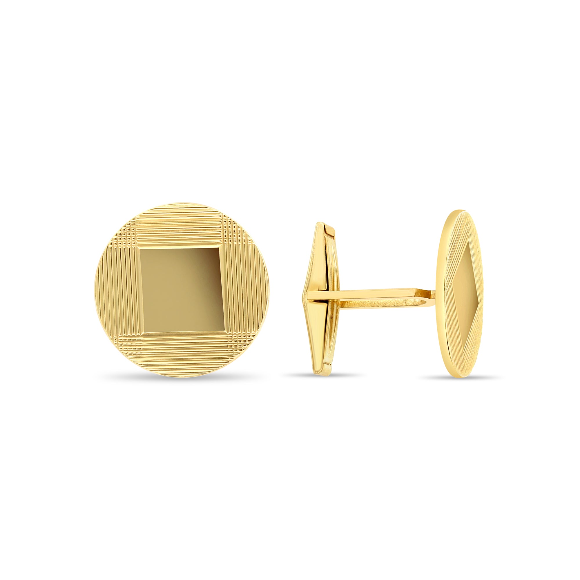 Round Cuff Links with Polished Square Design