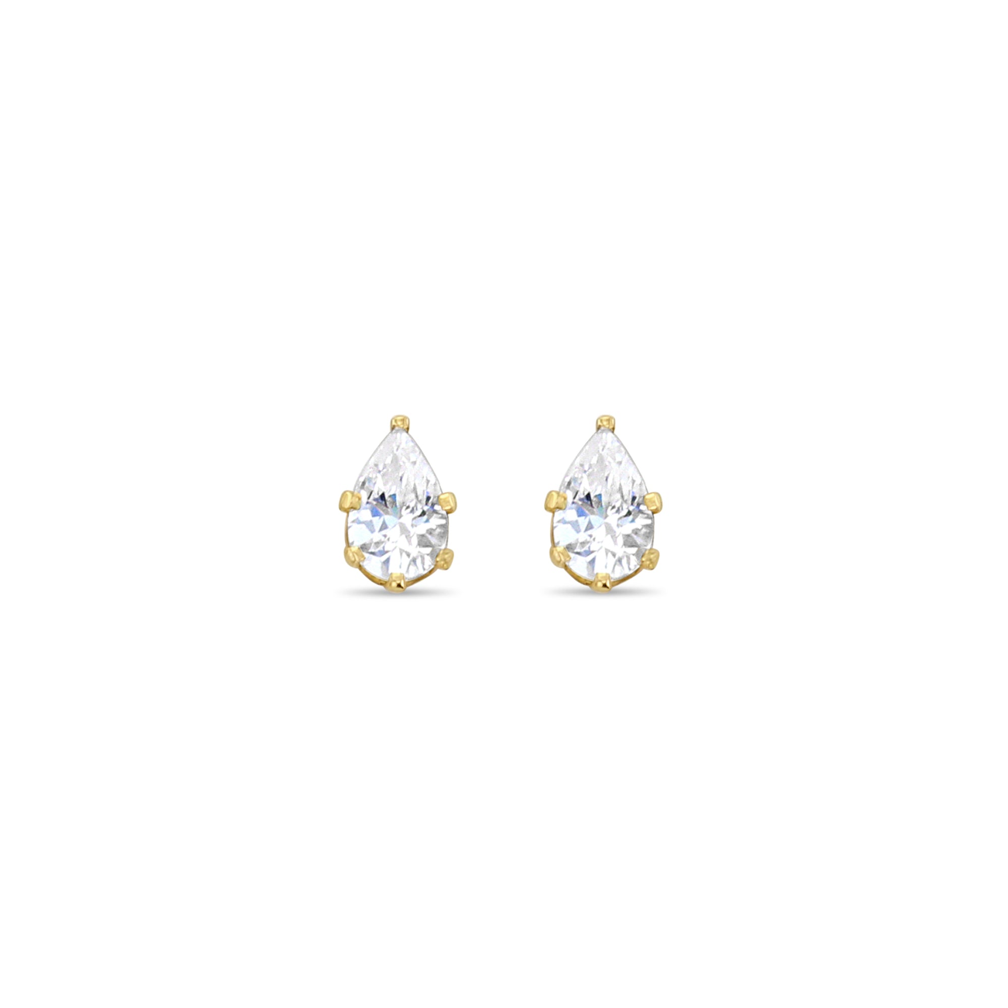 9MM Cubic Zirconia CZ Pear Shaped Tear Drop Studs