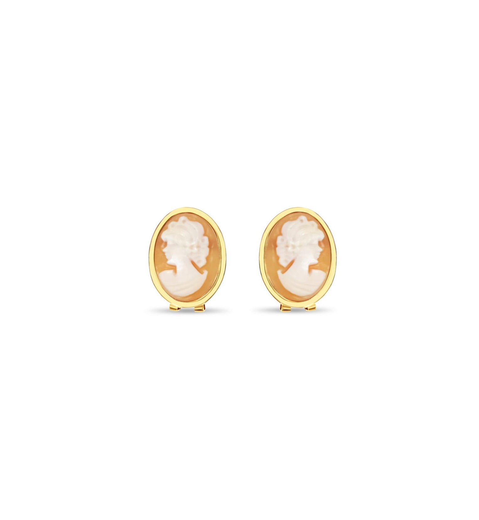 Vintage Pink Cameo Earrings 14k Yellow Gold