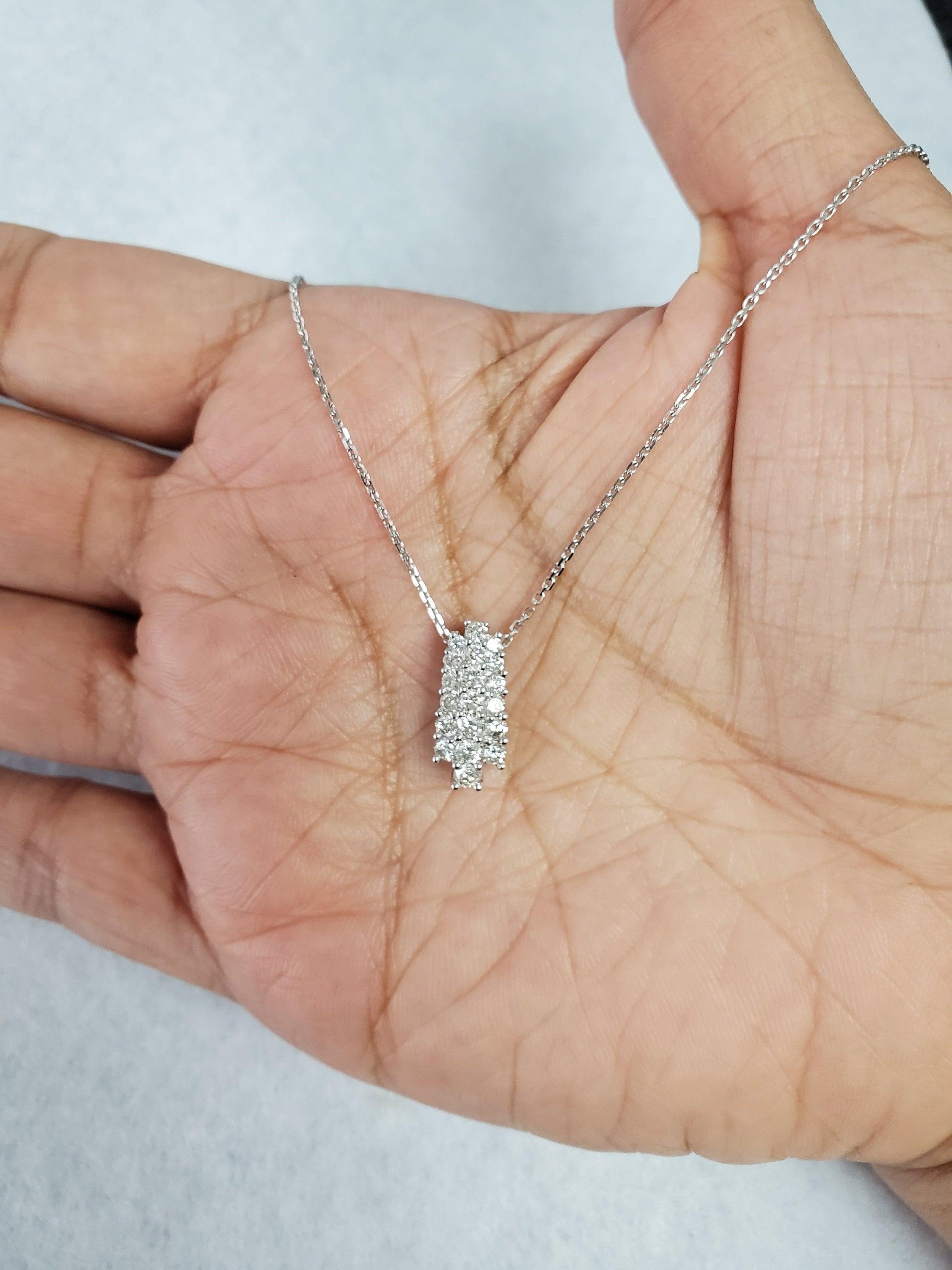 Cluster Diamond Necklace .80cttw 14k White Gold